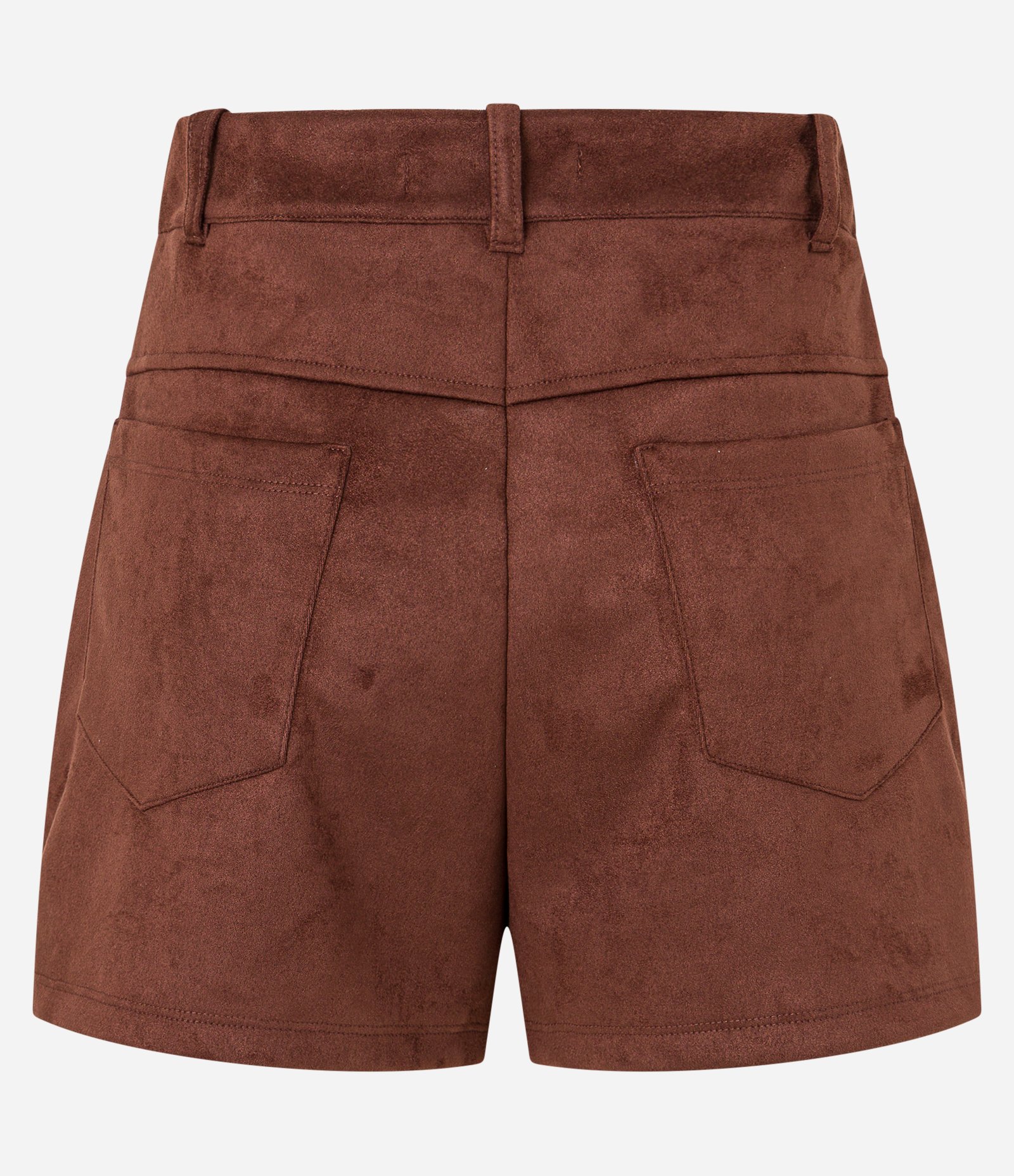 Short Curto em Suede com Bolso Faca Marrom 6