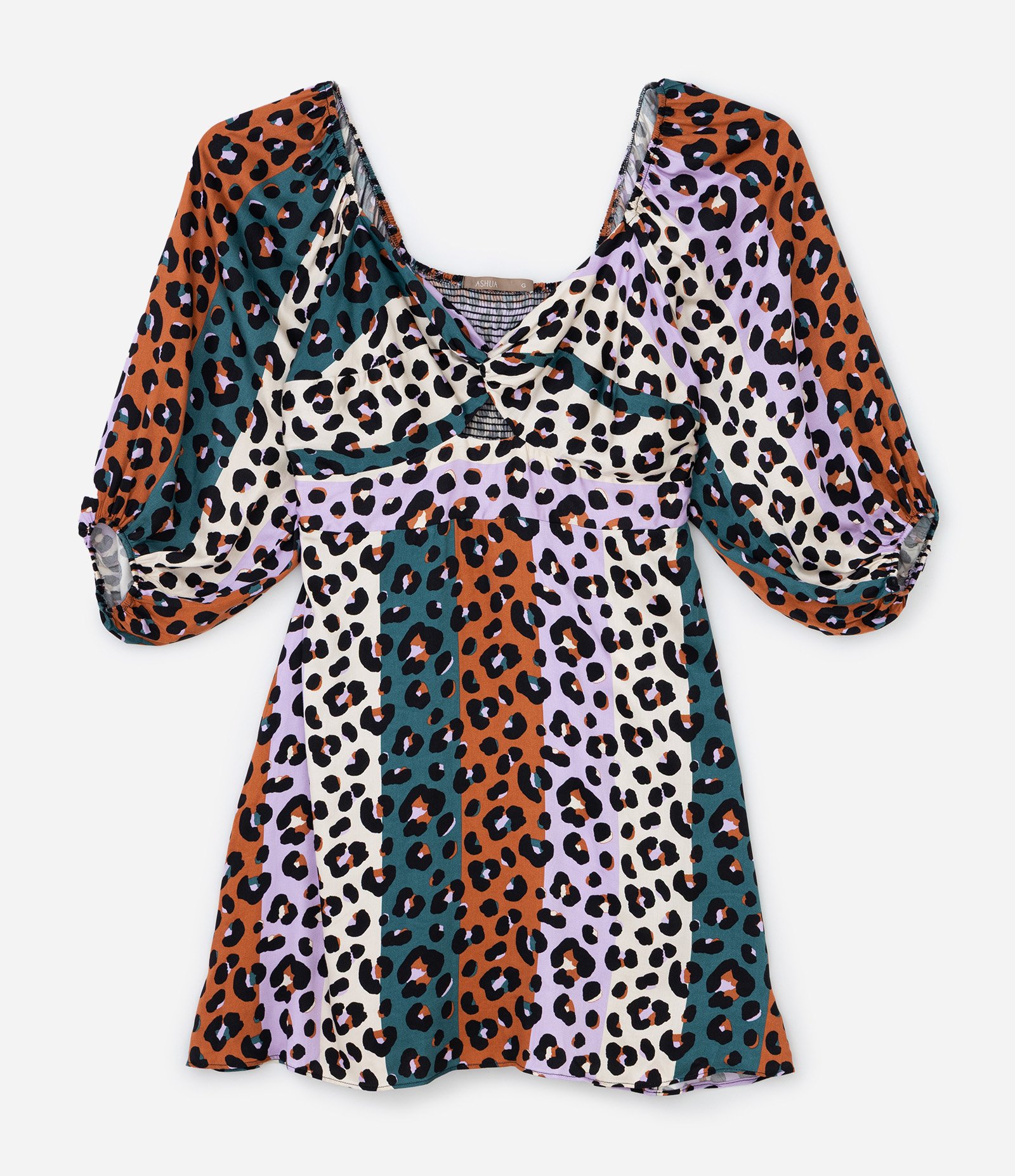 Vestido Curto com Decote Transpassado em Animal Print Curve & Plus Size Lilás/Marrom/Verde 4