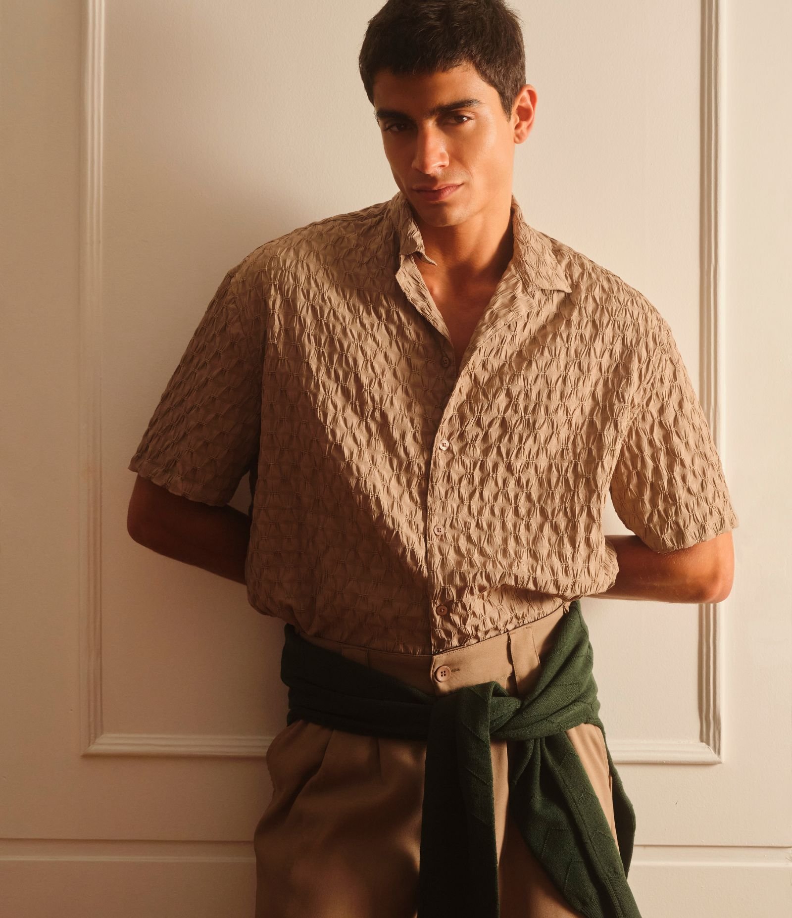 Bermuda Slim em Oxford com Bolso Marrom 1