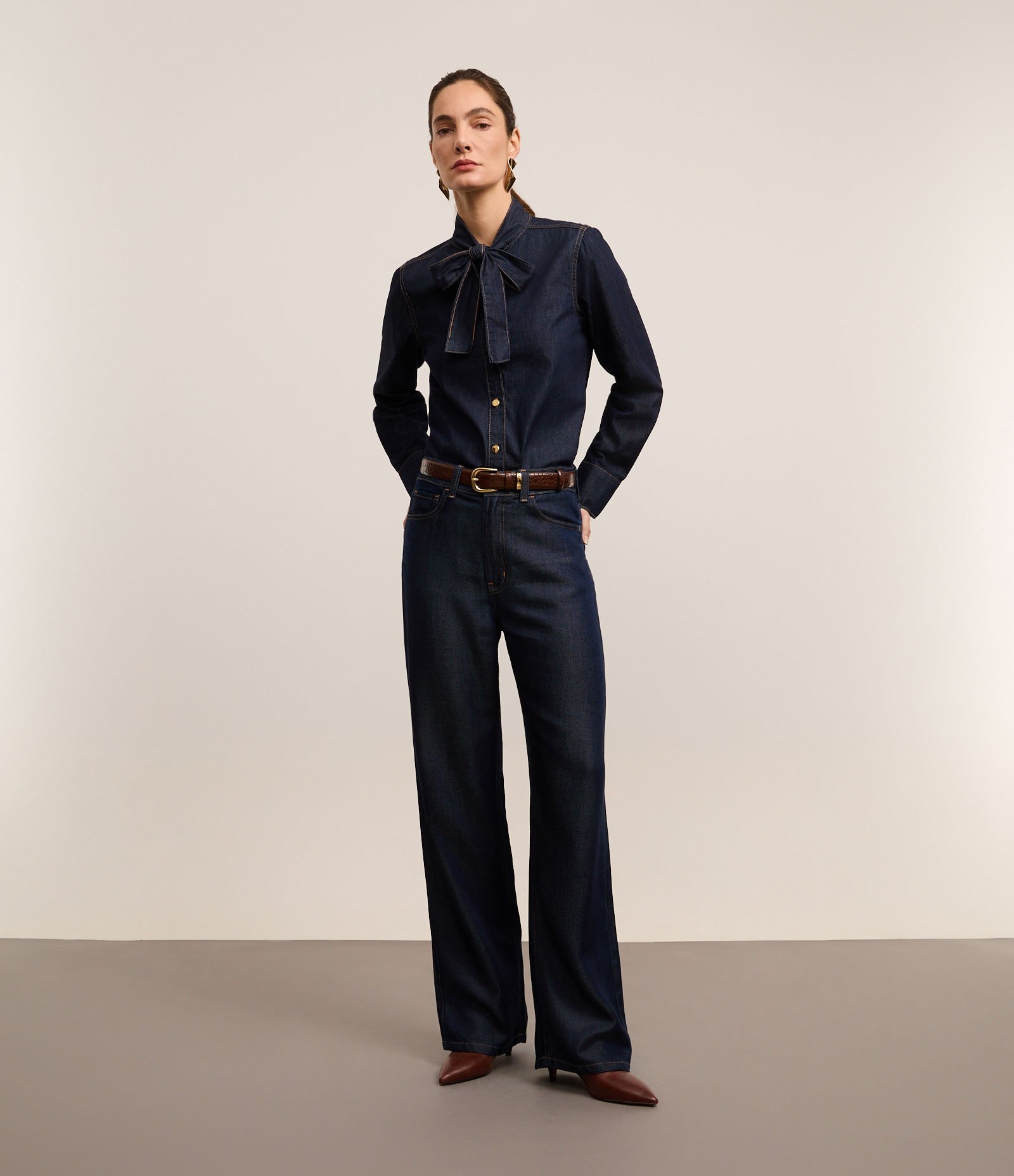 Calça Reta em Jeans Raw com Cintura Alta Azul 1