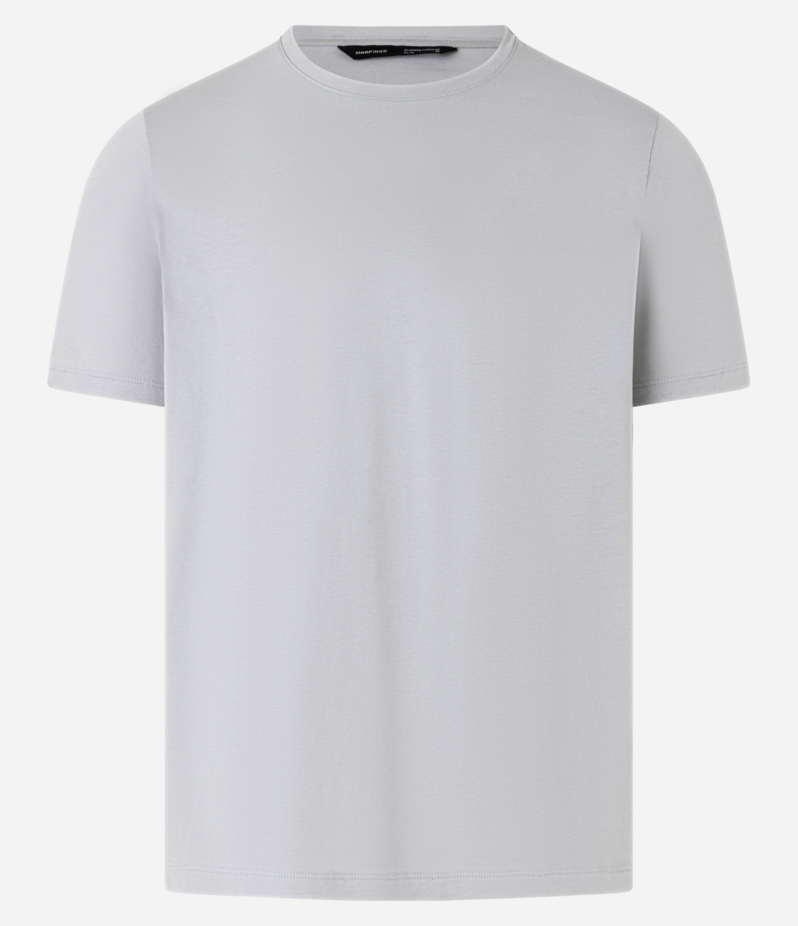 Camiseta Slim Básica em Algodão Peruano com Gola Redonda Cinza 6