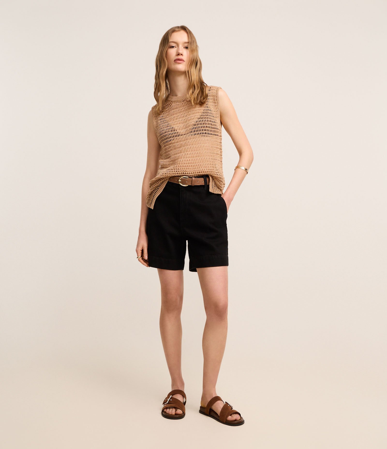 Short em Jeans com Cintura Alta Preto 1