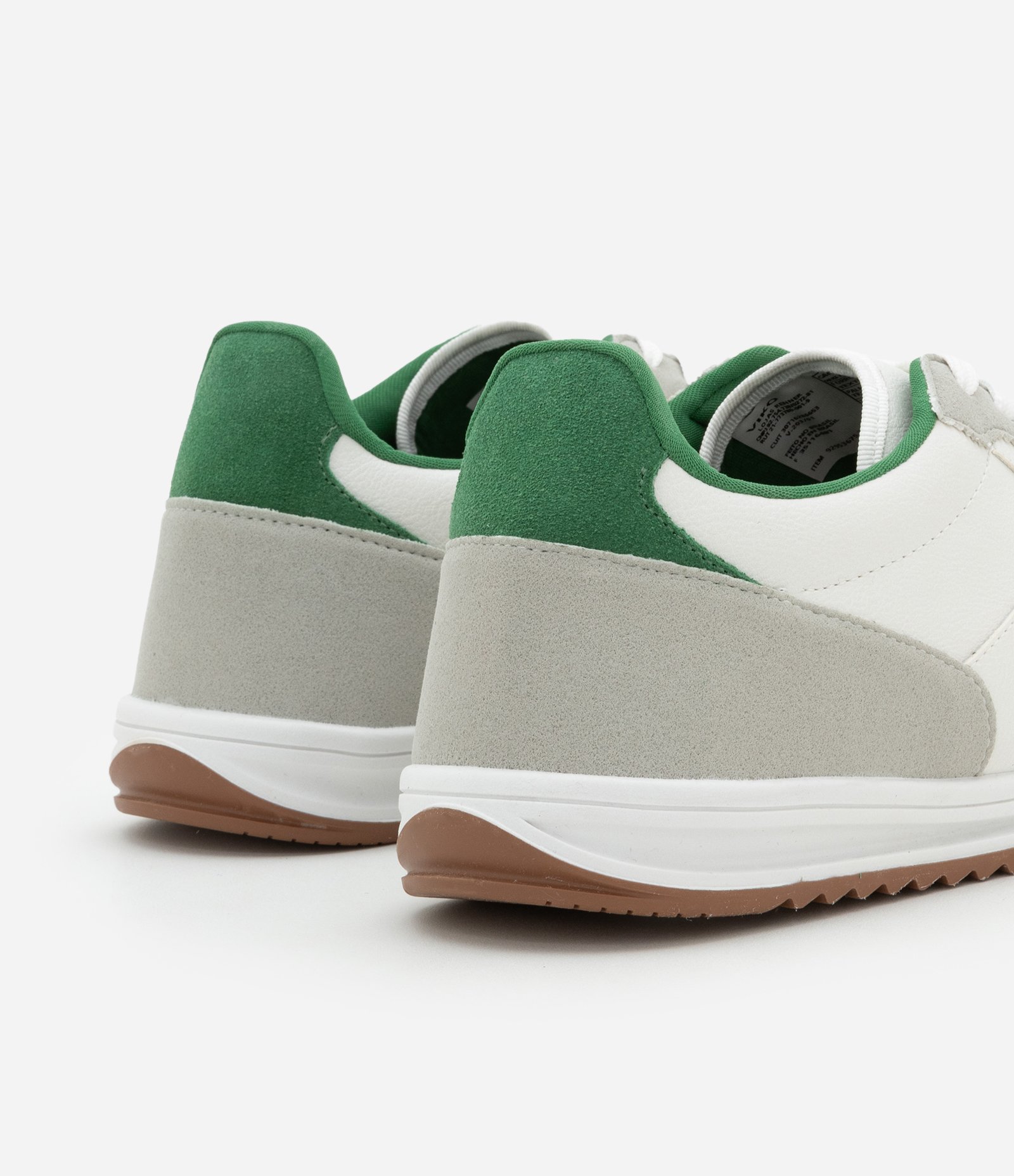 Tênis Esportivo Chuteira Retrô com Recortes Branco/Cinza/Verde 5