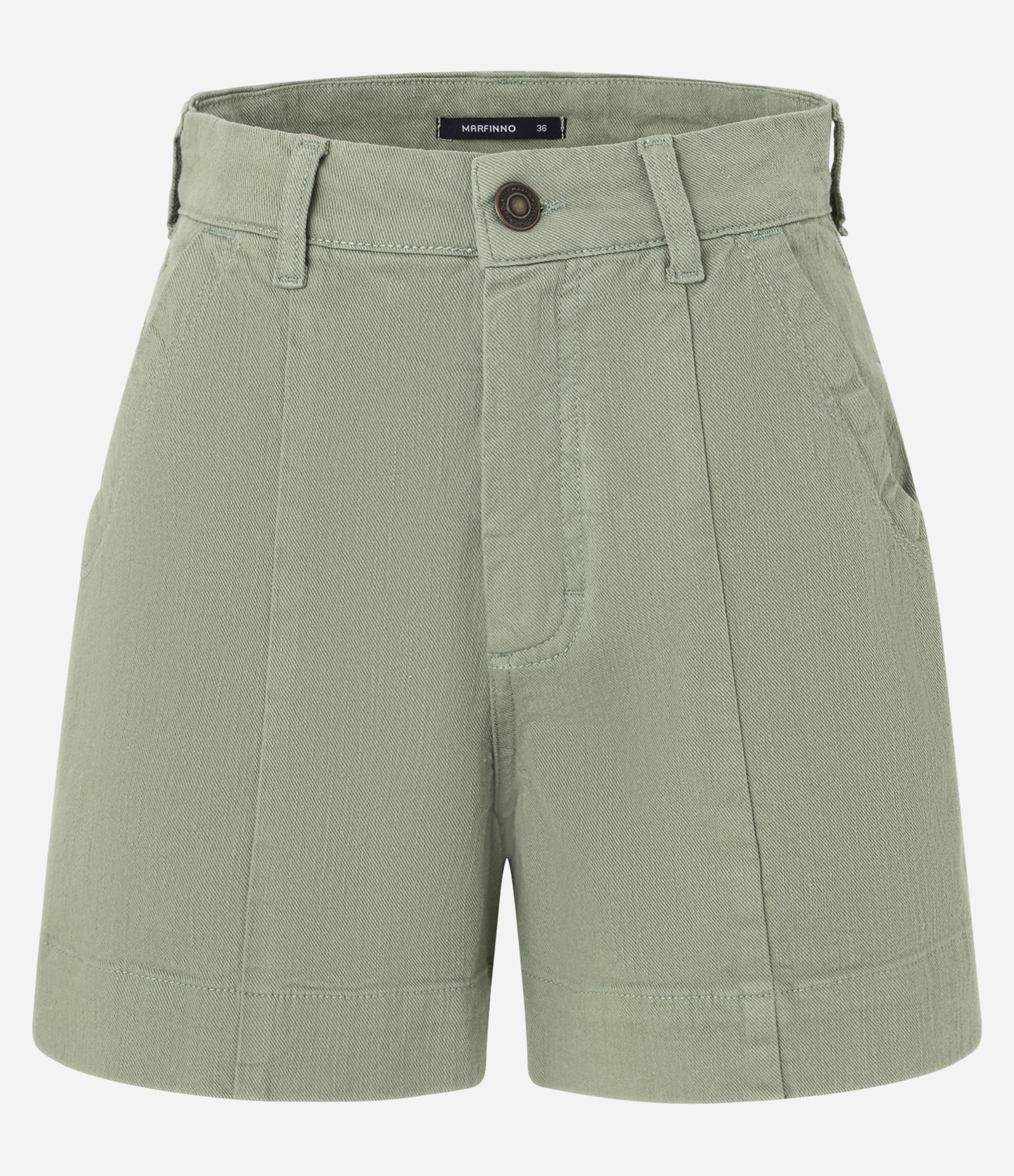 Short Regular em Sarja com Pesponto Contrastante e Bolso Faca Verde 5