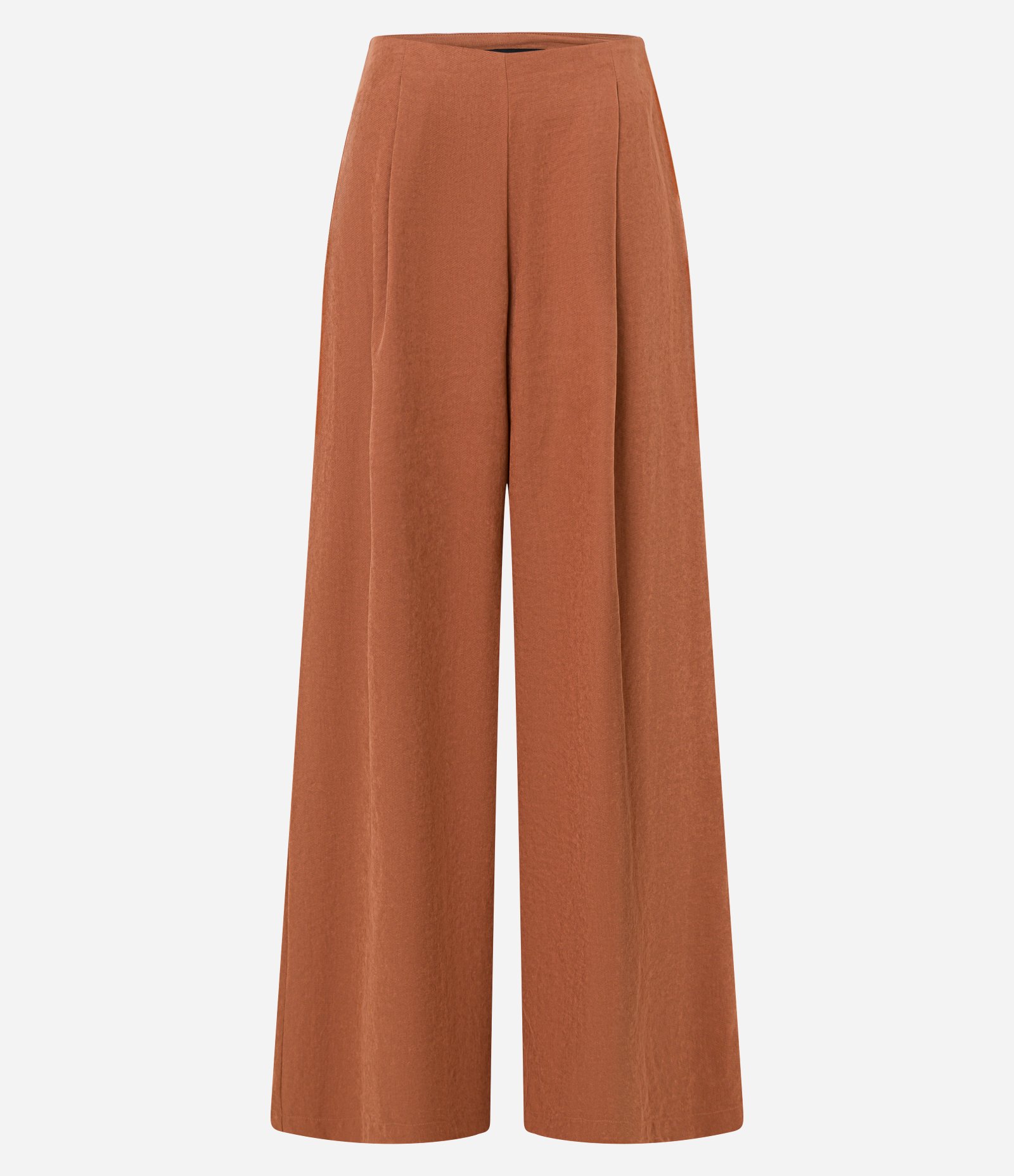 Calça Pantalona Alfaiatada com Pregas Frontais Marrom 6