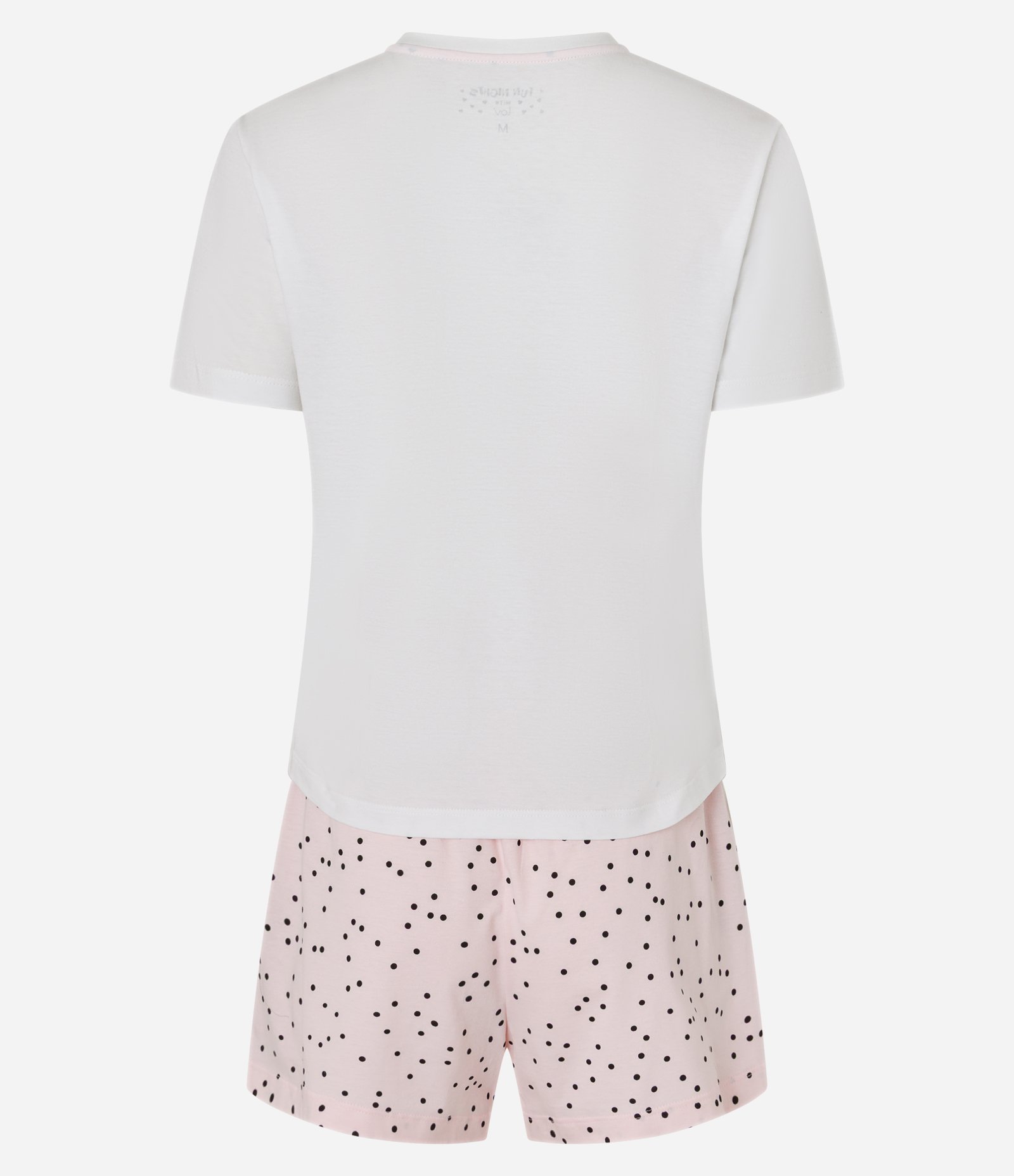 Pijama Short Doll em Algodão com Estampa Cupido e Poá Off White/Rosa 5