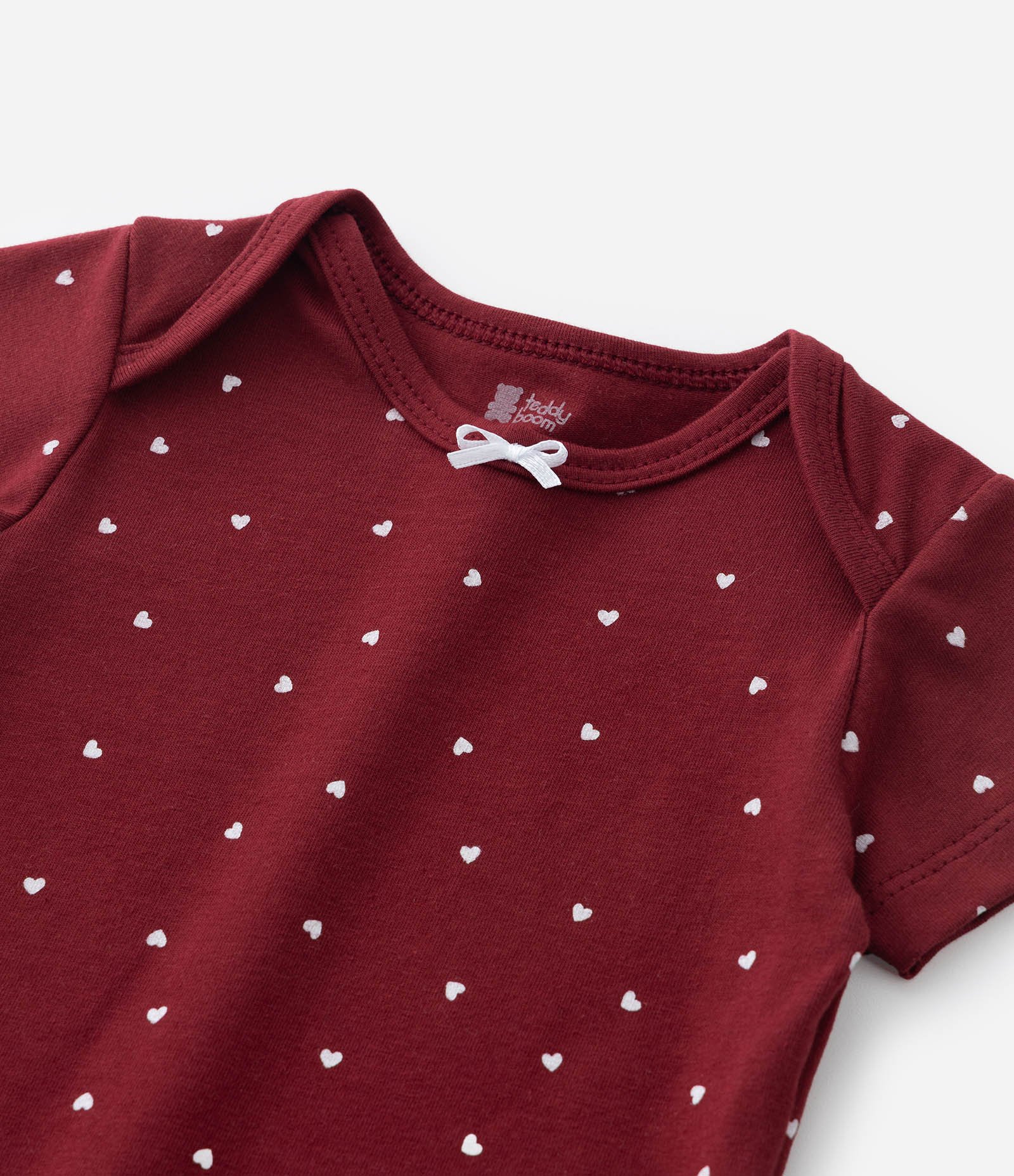 Body Infantil em Algodão com Estampa Corações - Tam 0 a 18 meses Vermelho 8