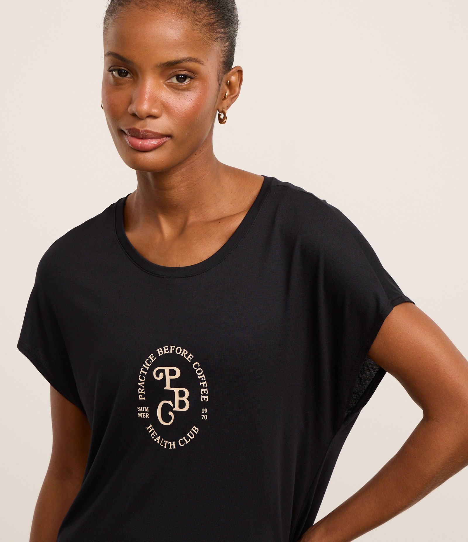 Camiseta Esportiva Modal Estampa Lettering Preto 1