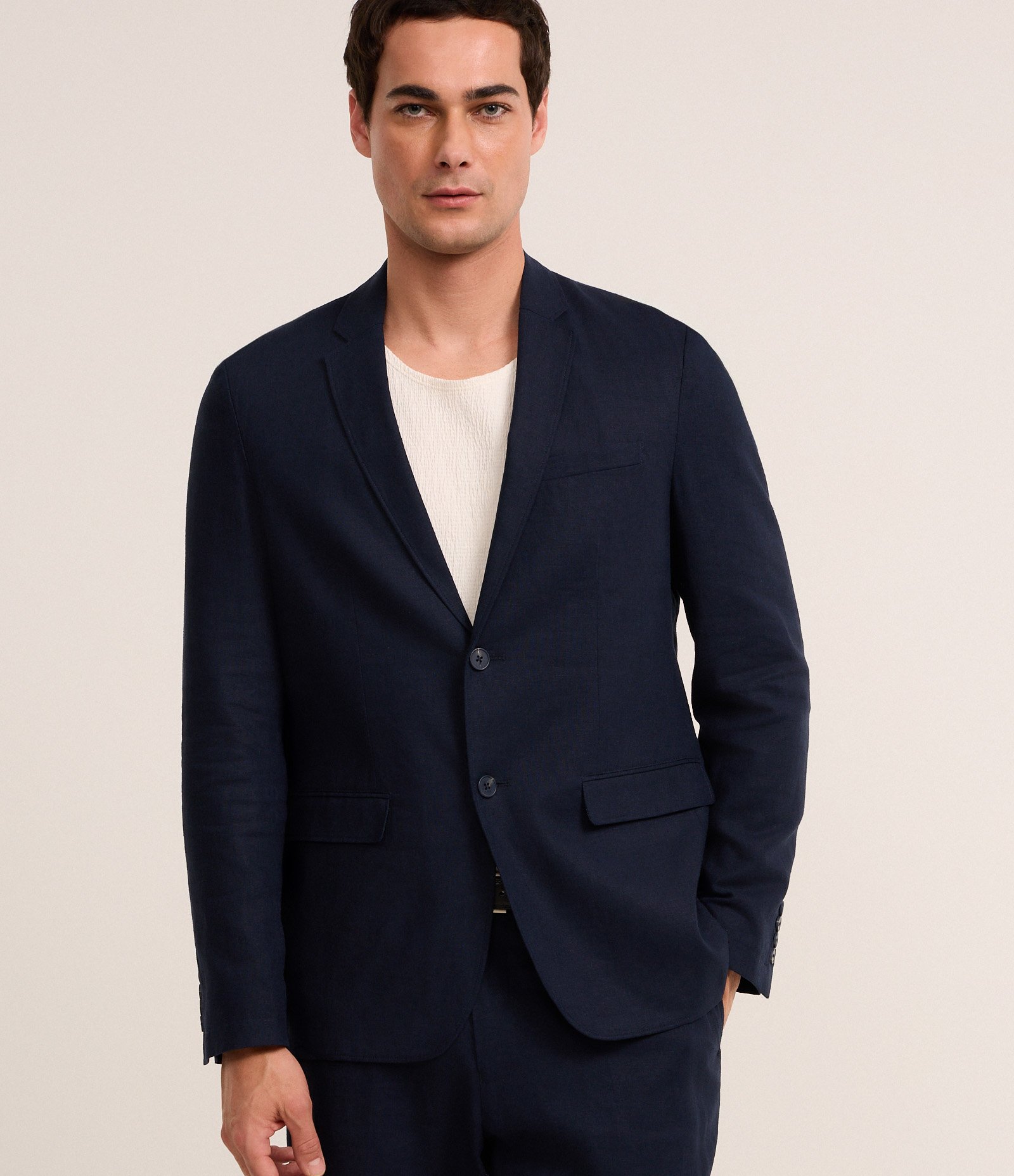 Paletó Social em Viscolinho com Meio Forro Azul Marinho 1