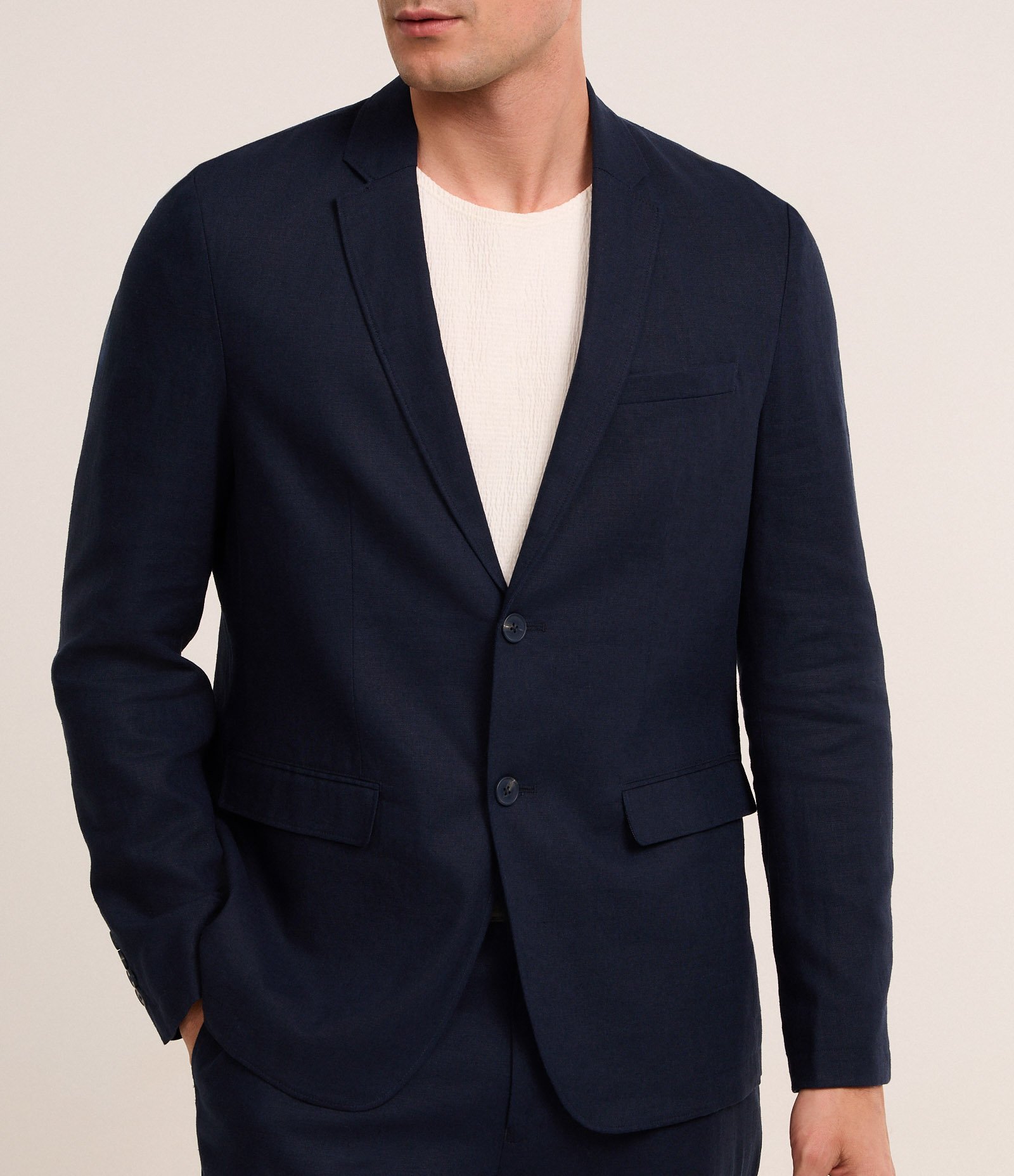 Paletó Social em Viscolinho com Meio Forro Azul Marinho 3