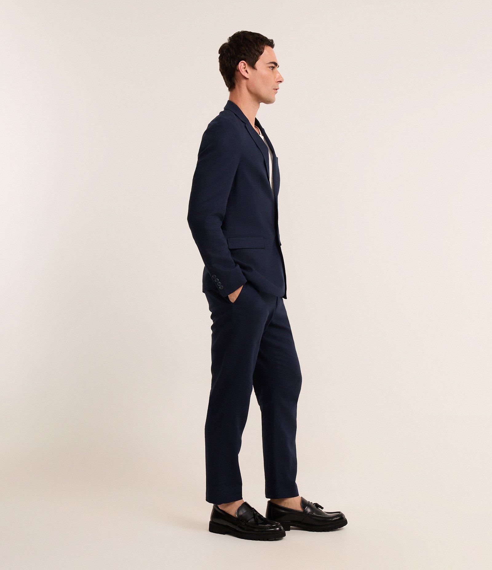 Paletó Social em Viscolinho com Meio Forro Azul Marinho 4