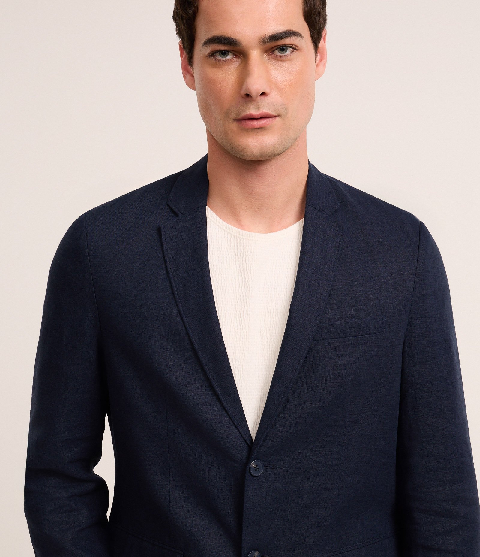 Paletó Social em Viscolinho com Meio Forro Azul Marinho 5