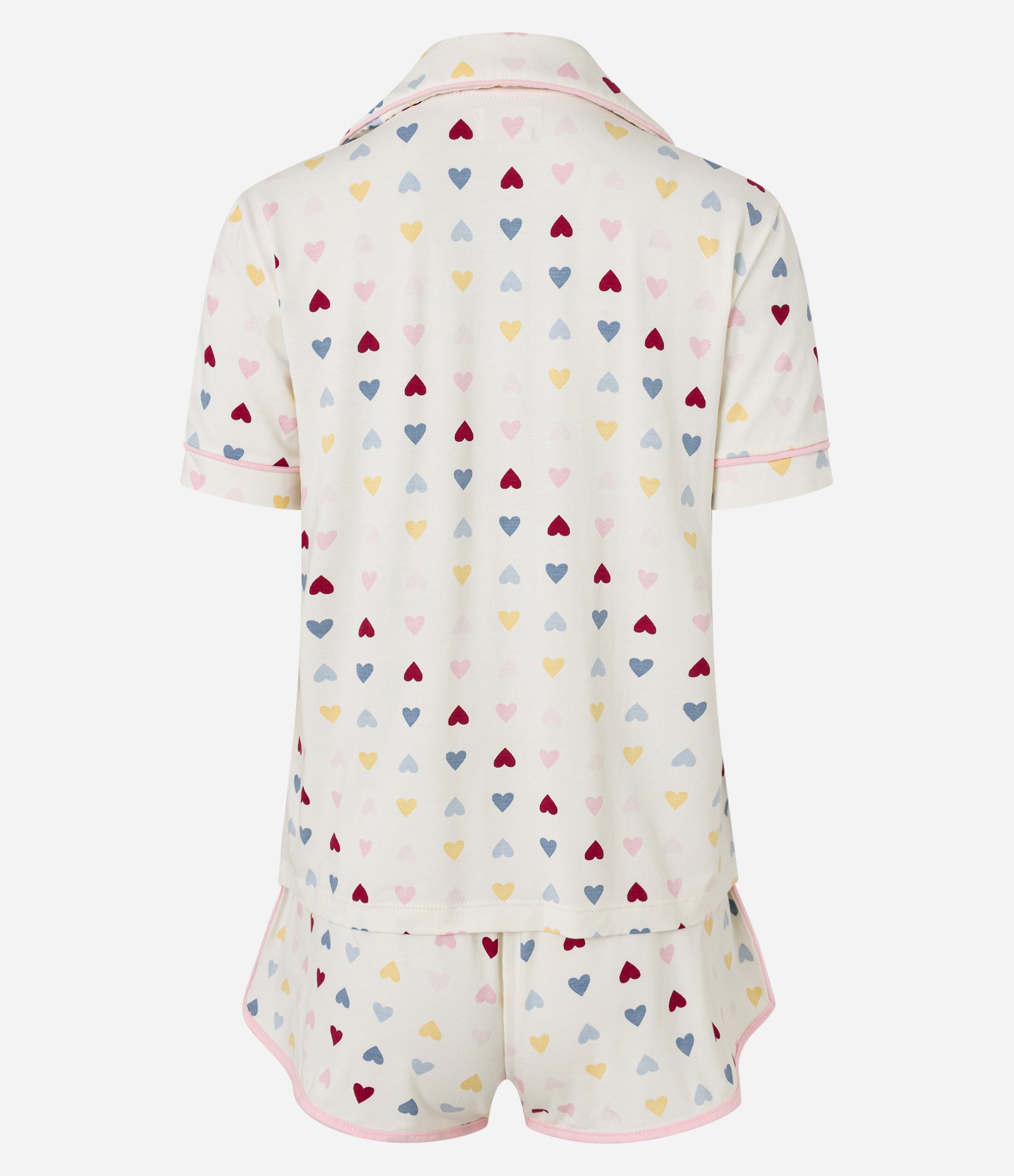 Pijama Americano Curto em Viscose com Estampa de Corações Off White 5
