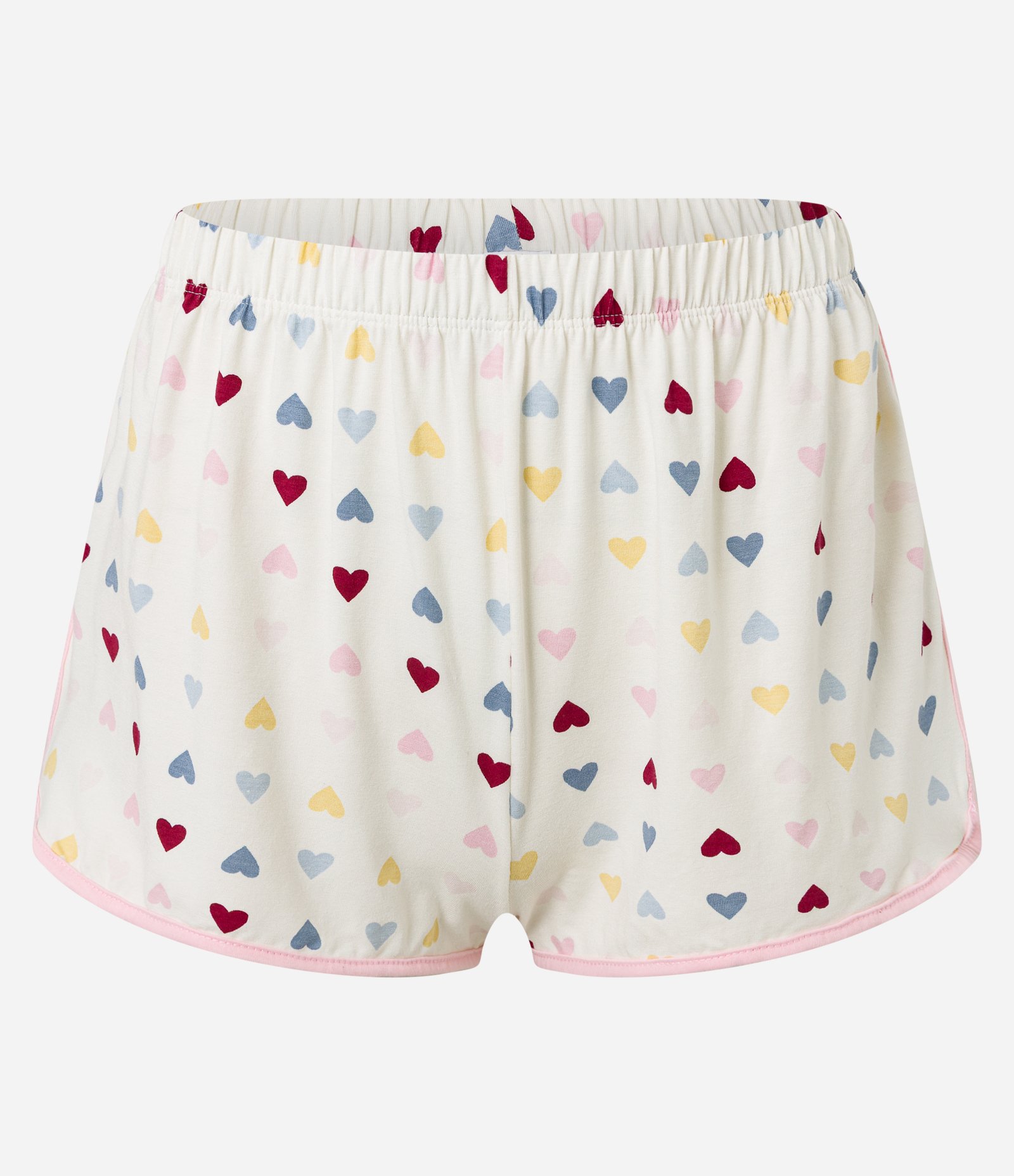 Pijama Americano Curto em Viscose com Estampa de Corações Off White 6