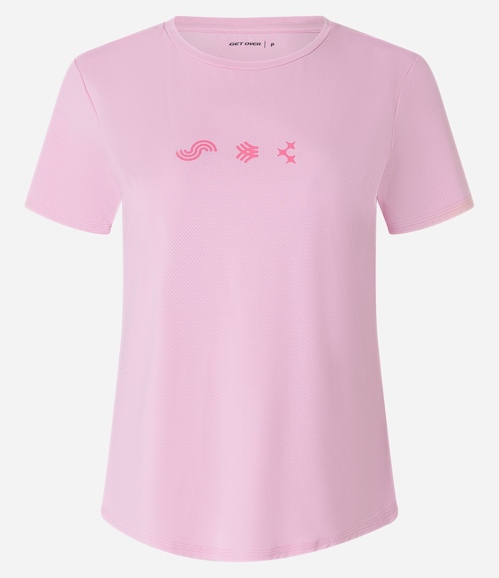 Camiseta Esportiva em Microfibra Furadinha com Estampa de Ícones Rosa 4