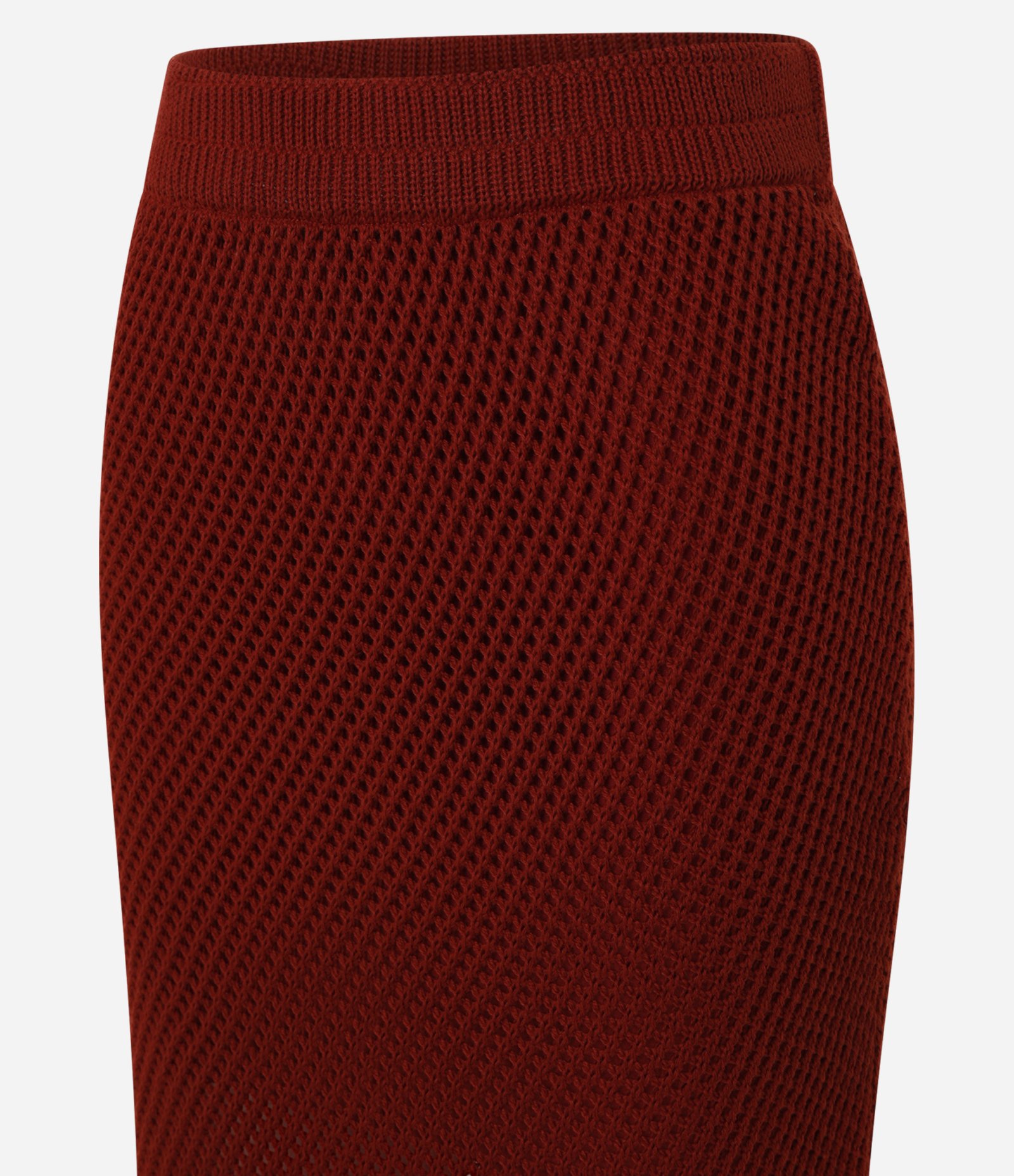 Saia Reta Longa em Tricô com Ponto Vazado Bordô 7