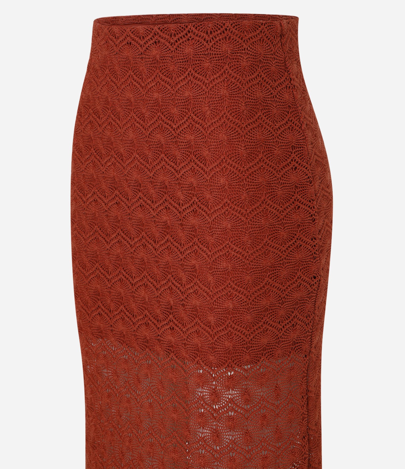 Saia Midi com Efeito Croche Sobreposto Vermelho 6