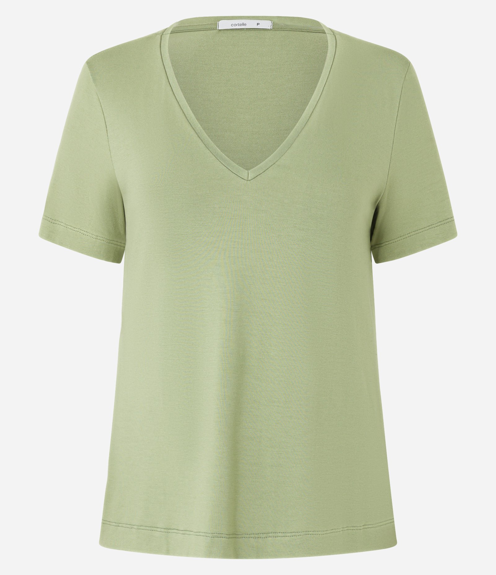 Blusa Básica em Viscose com Decote V Verde 5