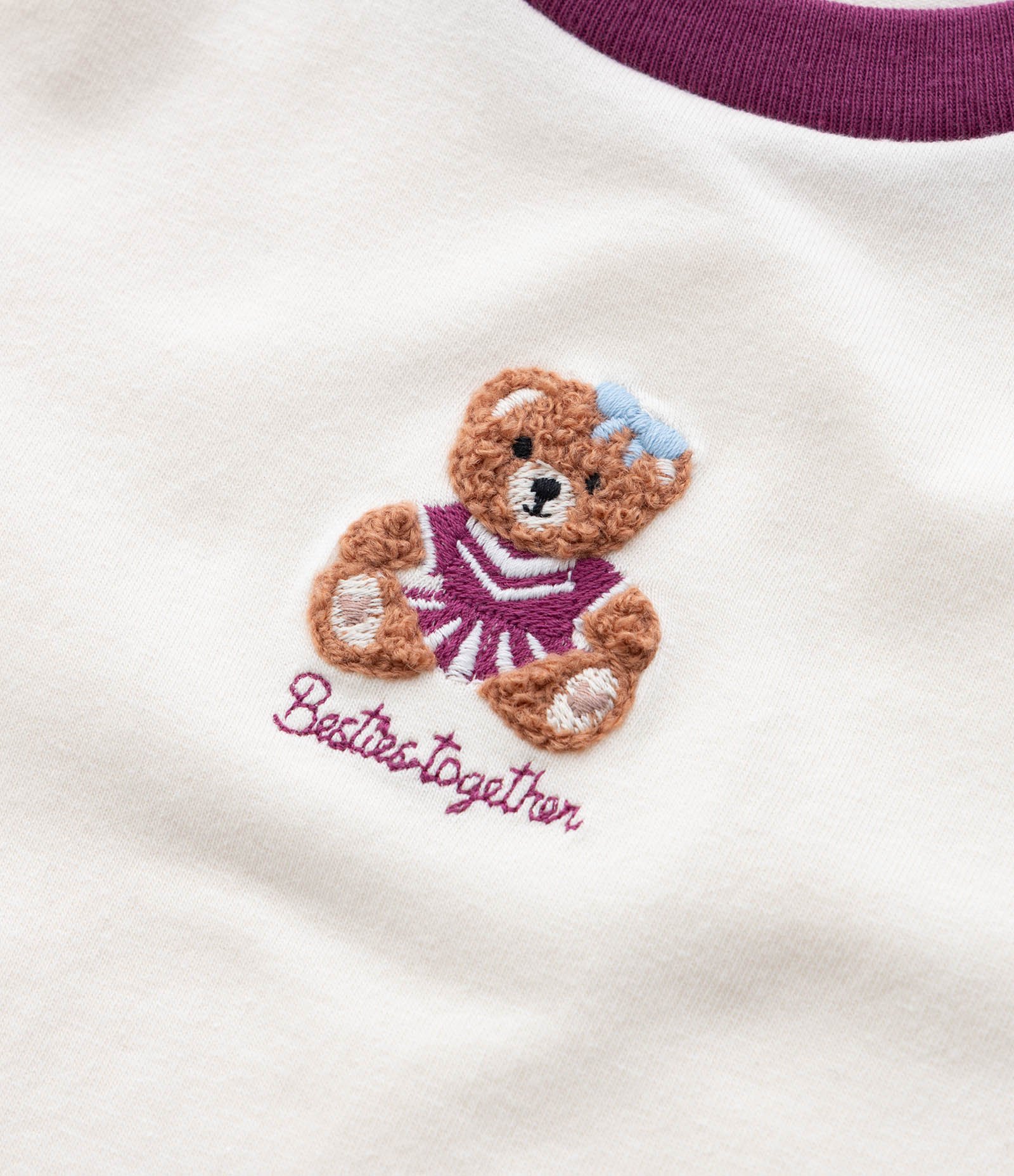 Blusa Infantil com Listras e Bordado Urso - Tam 1 a 6 Anos Bege 5