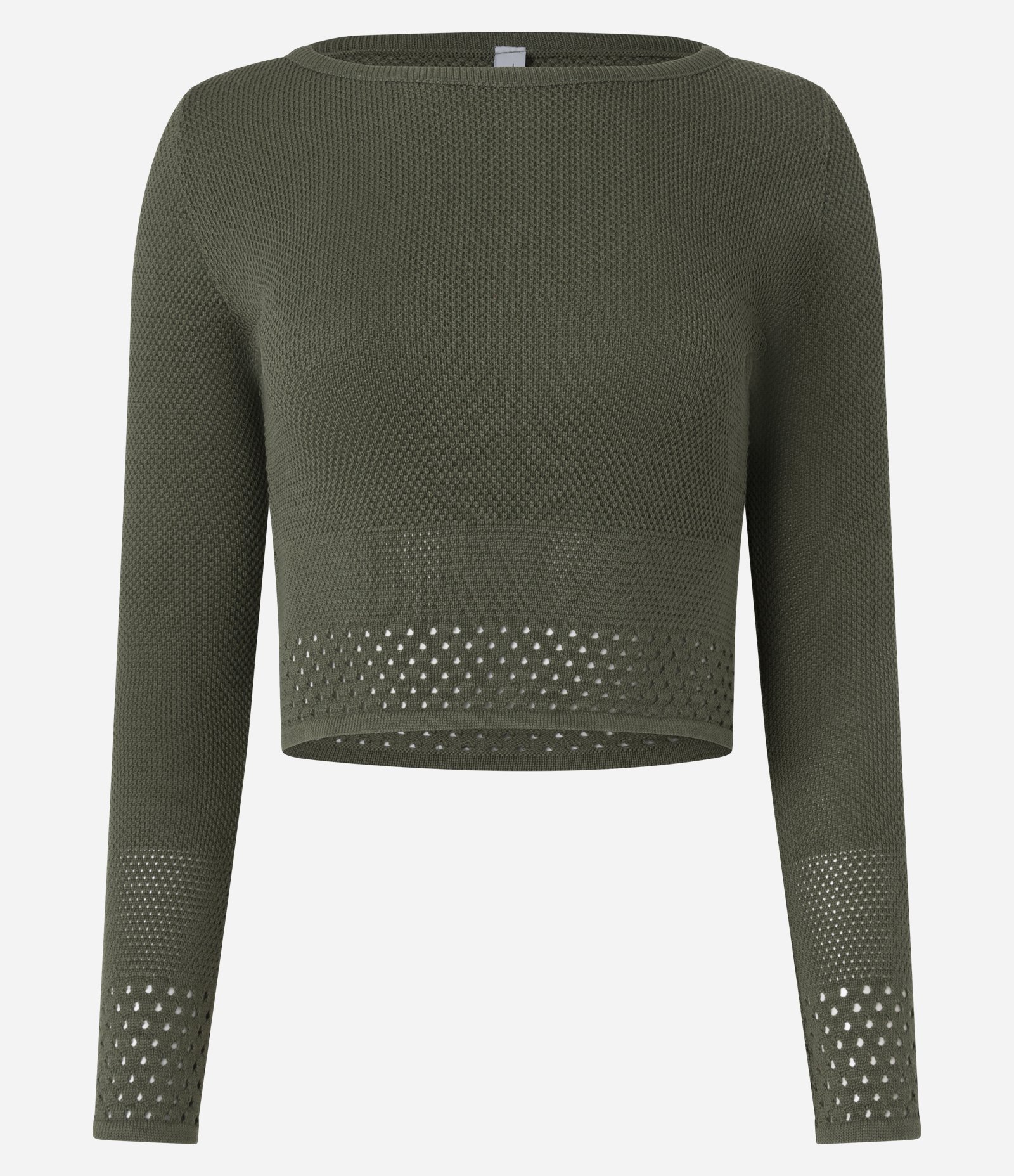 Blusa Curta em Tricô com Decote Canoa Verde 1