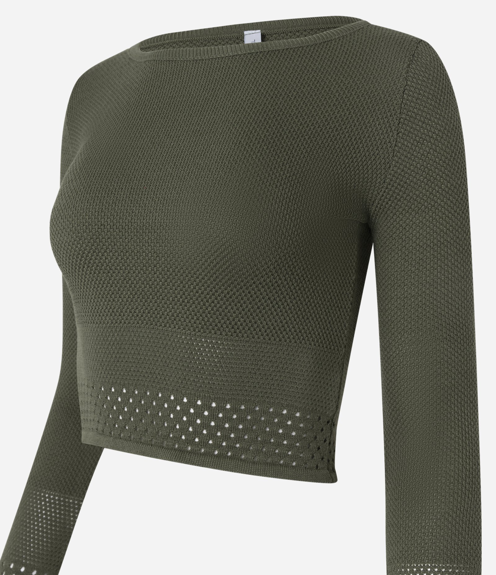 Blusa Curta em Tricô com Decote Canoa Verde 2