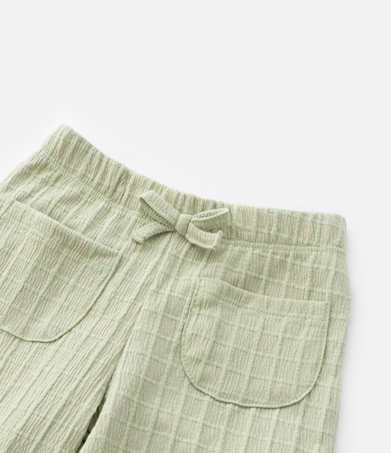 Conjunto Infantil Texturizado com Lacinhos e Calça Wide Leg - Tam 1 a 6 Anos Verde 11