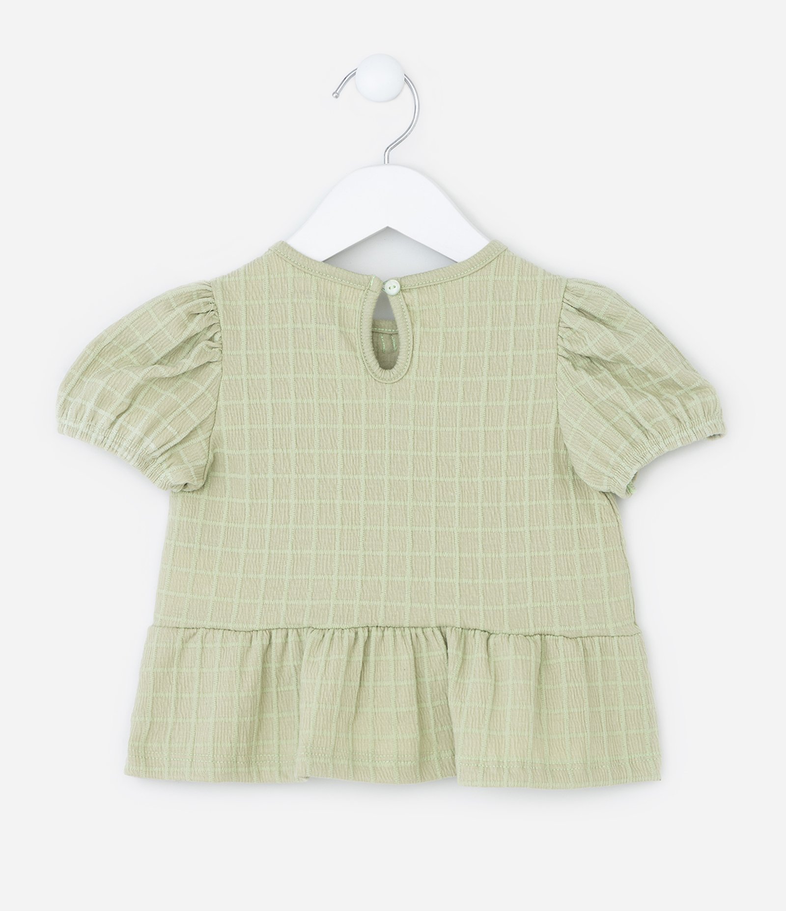 Conjunto Infantil Texturizado com Lacinhos e Calça Wide Leg - Tam 1 a 6 Anos Verde 4