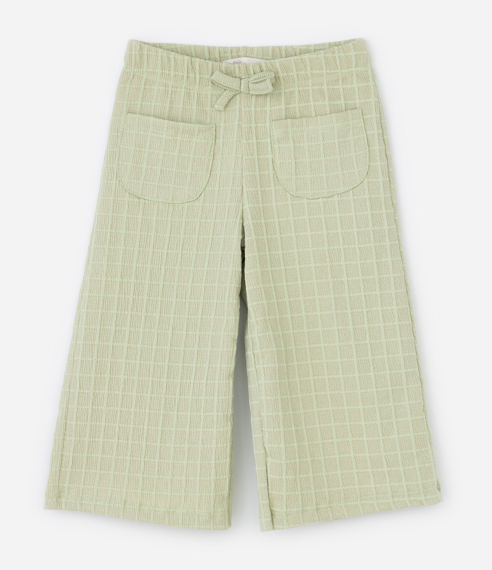 Conjunto Infantil Texturizado com Lacinhos e Calça Wide Leg - Tam 1 a 6 Anos Verde 5