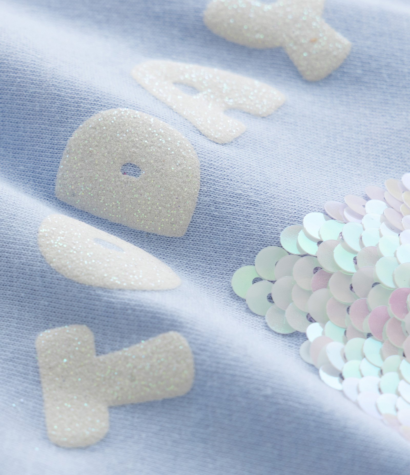 Conjunto Infantil com Coração Bordado em Paetês - Tam 1 a 6 Anos Azul 9