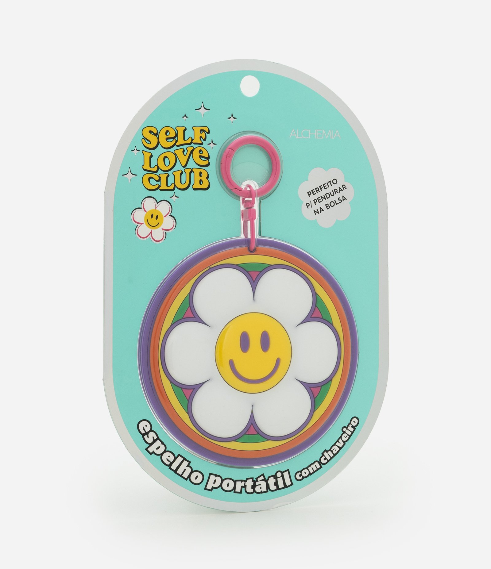 Espelho Portatil com Chaveiro Self Love Club Alchemia Multicores 1