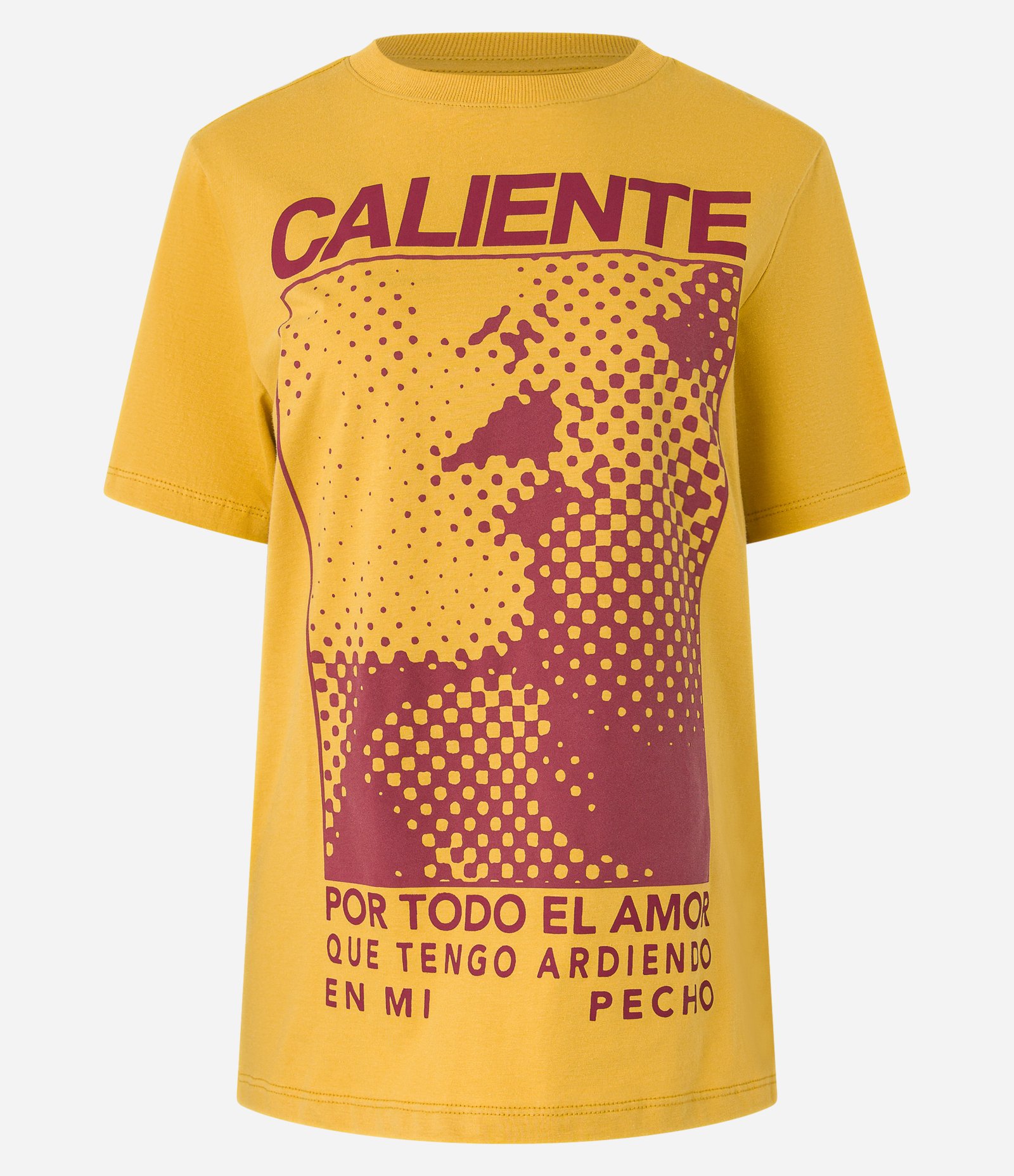 Camiseta Alongada em Algodão com Estampa Caliente Amarelo 5