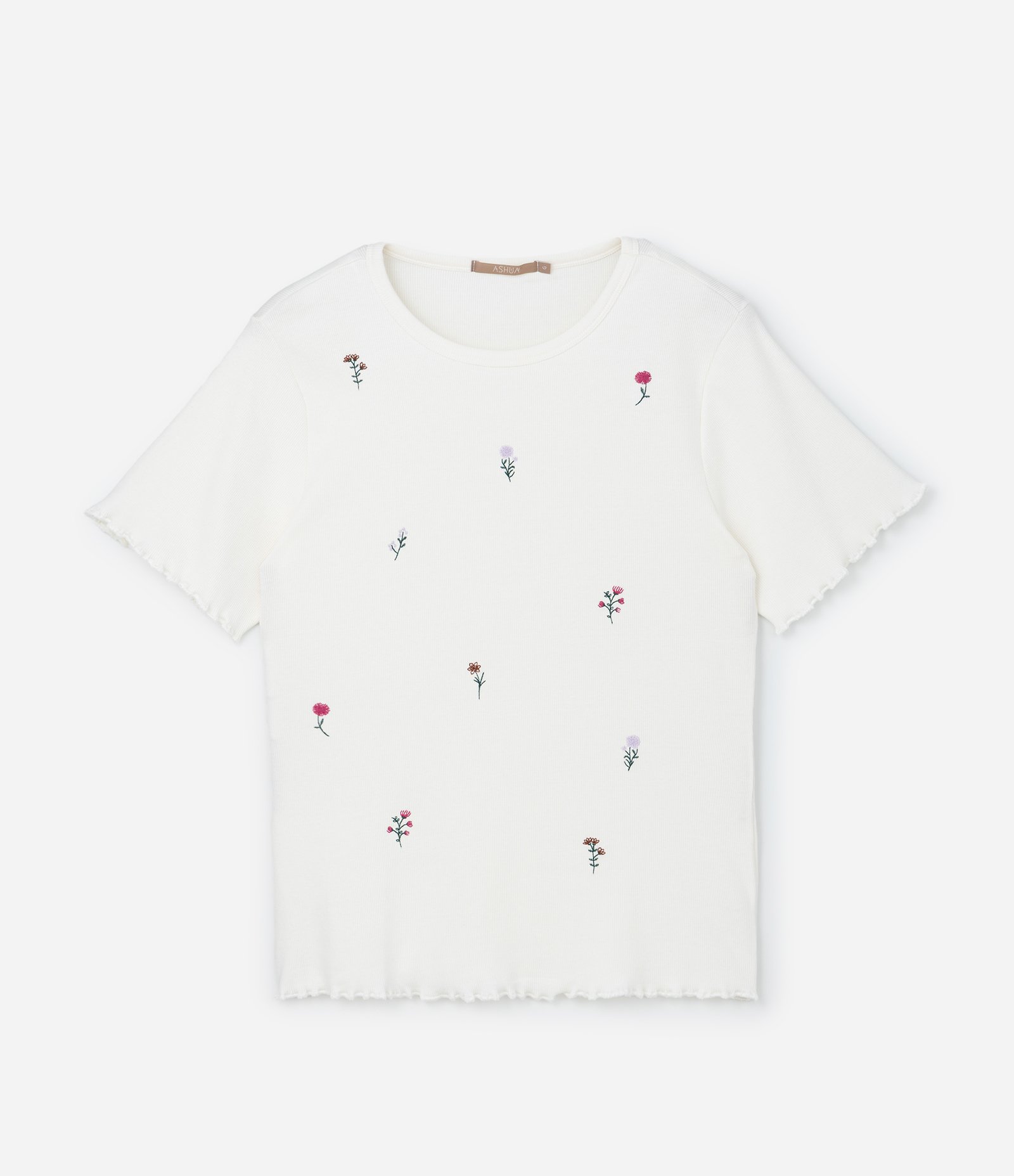 Blusa em Ribana com Flores Curve & Plus Size Branco 4