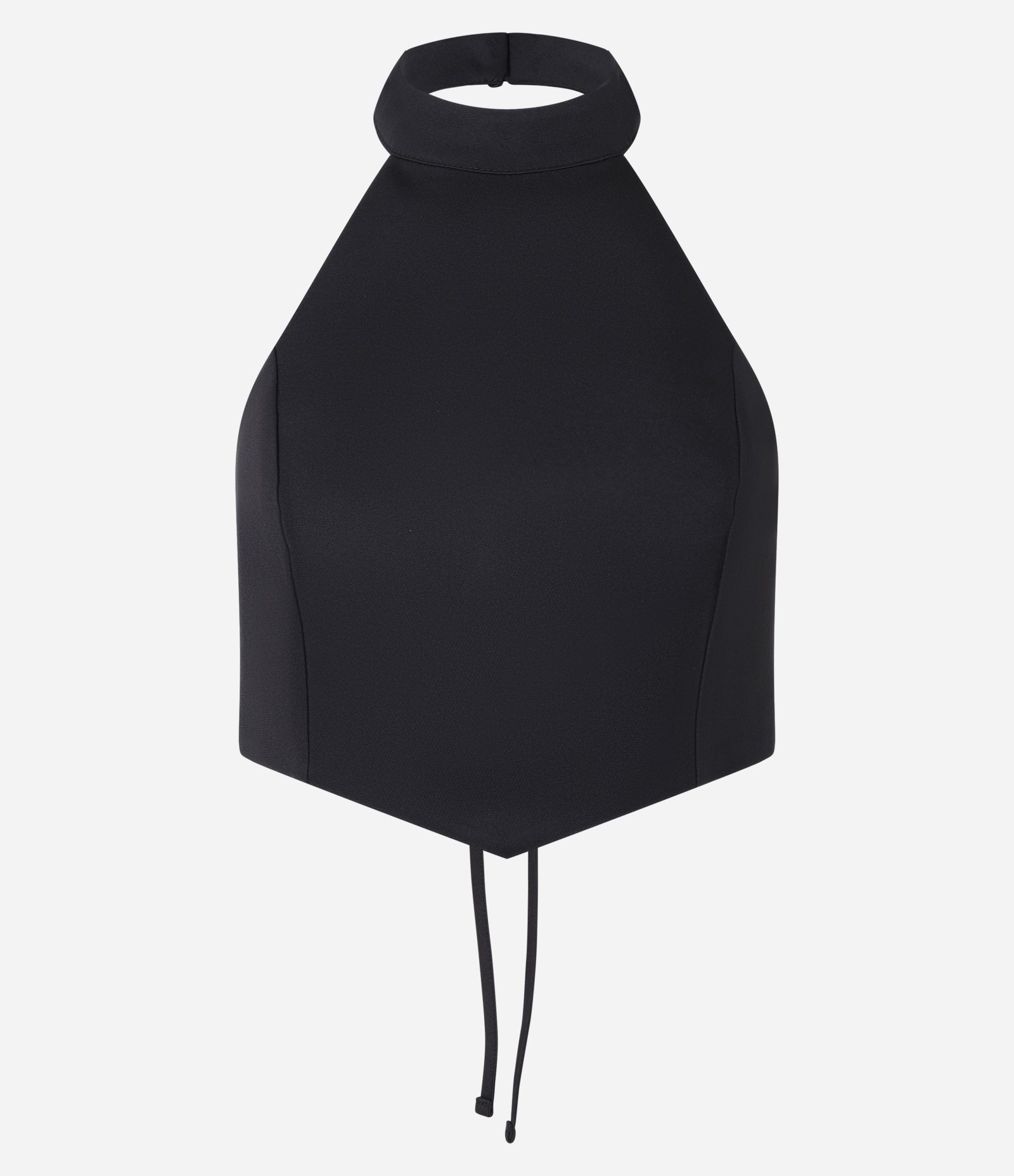 Blusa Cropped em Alfaiataria com Decote Halter e Amarração Preto 5