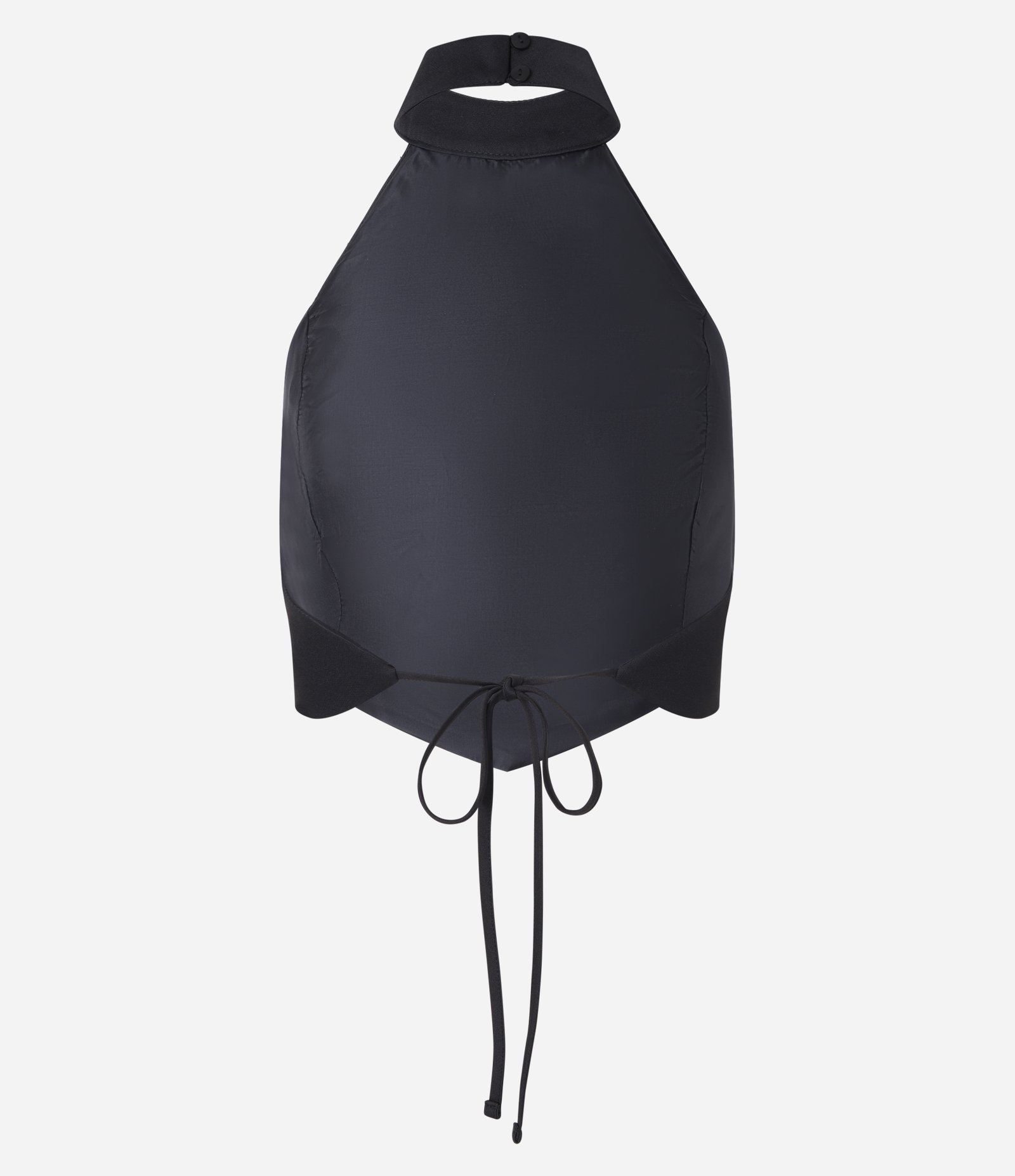 Blusa Cropped em Alfaiataria com Decote Halter e Amarração Preto 6