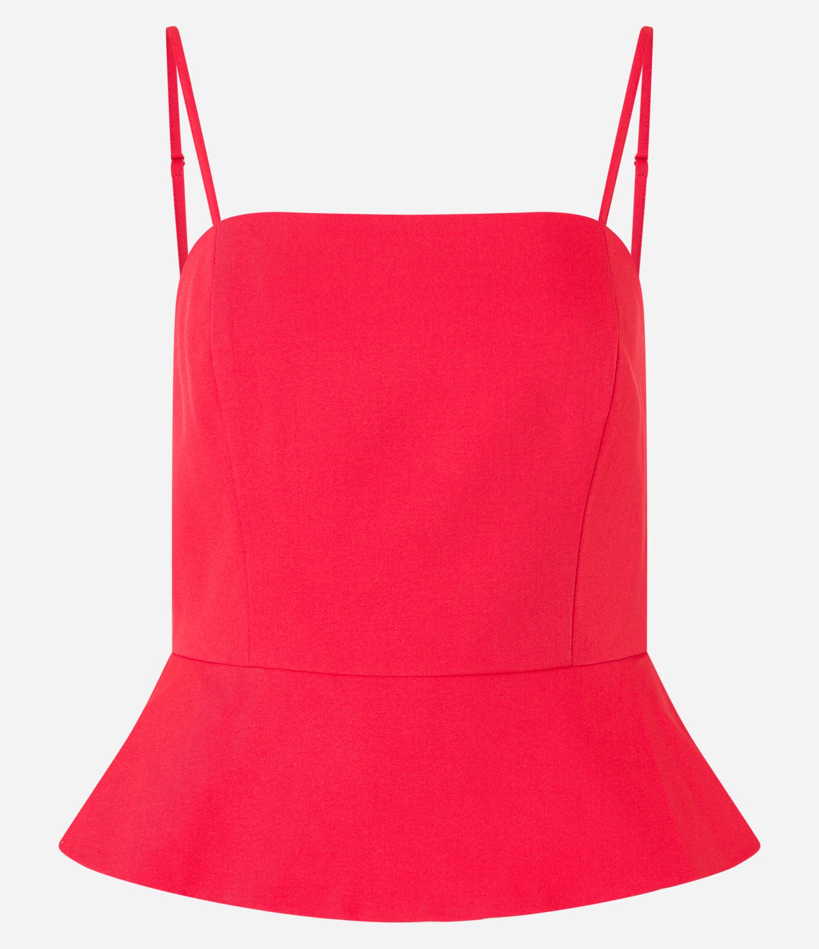Blusa Peplum Alfaiatada em Twill com Alcinhas Vermelho 5