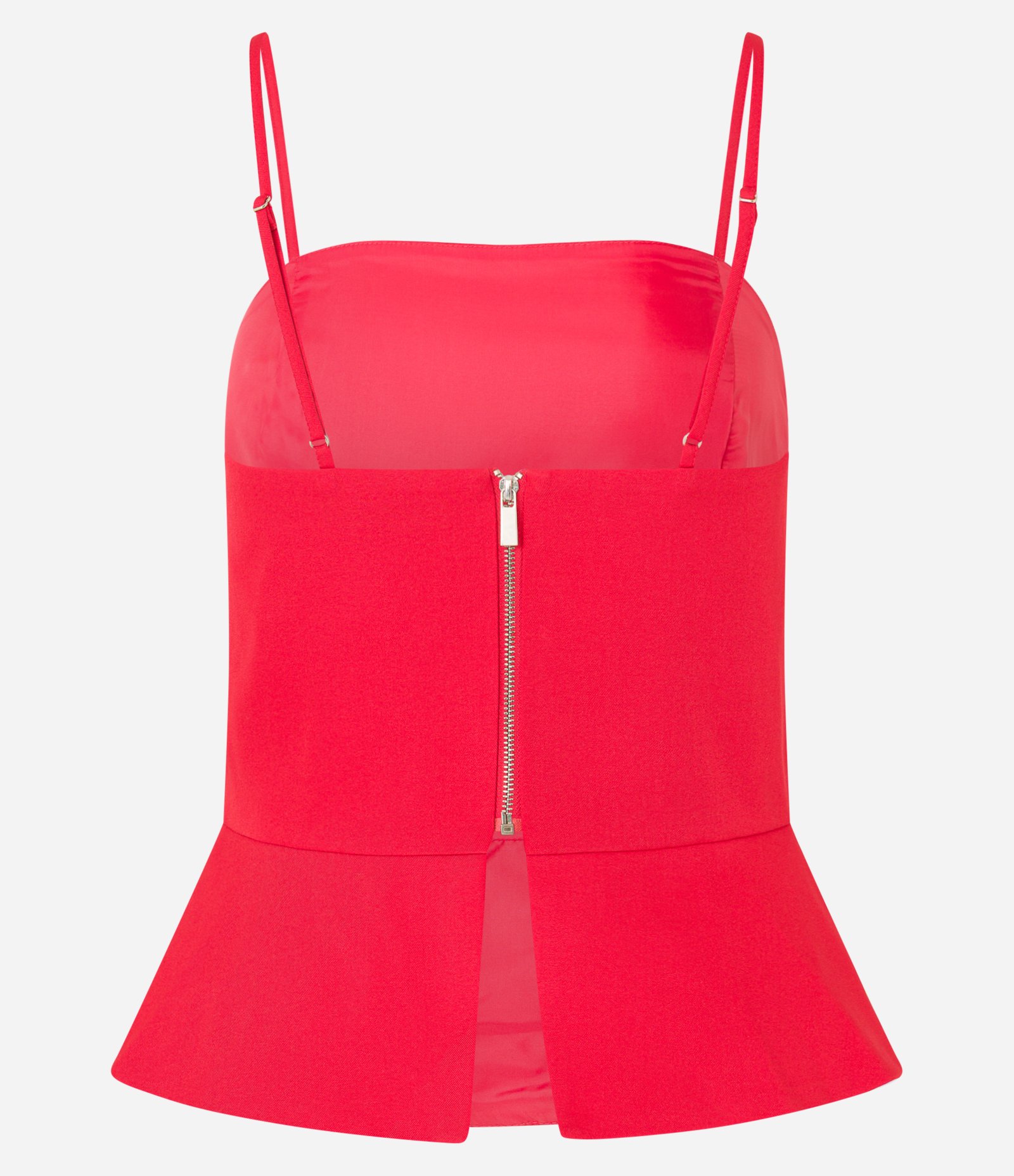 Blusa Peplum Alfaiatada em Twill com Alcinhas Vermelho 6
