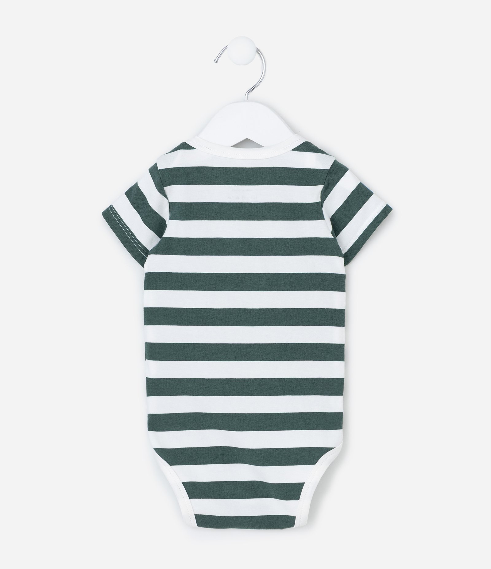 Body Infantil com Estampa Urso e Listras - Tam 0 a 18 meses. Branco/Verde 2