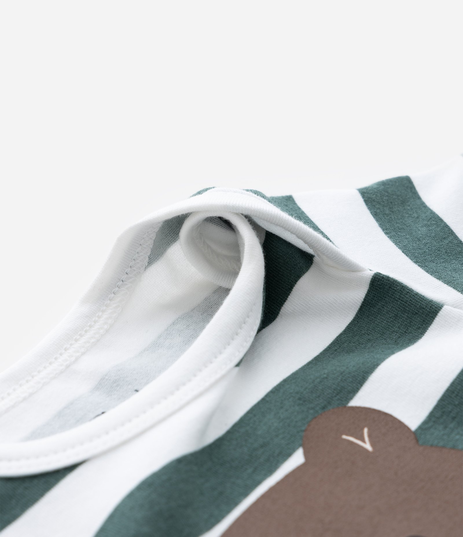 Body Infantil com Estampa Urso e Listras - Tam 0 a 18 meses. Branco/Verde 4