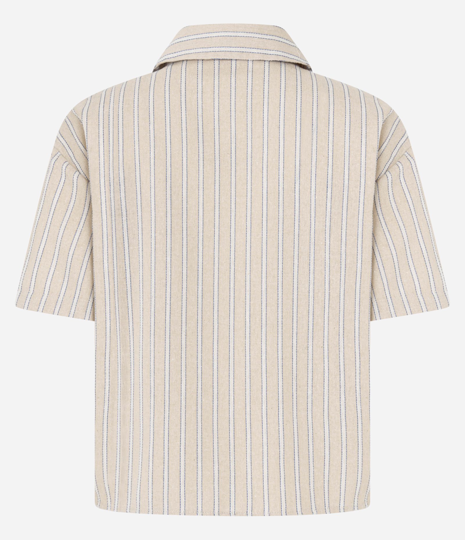 Camisa em Viscolinho com Listras de Fio Tinto Bege 7