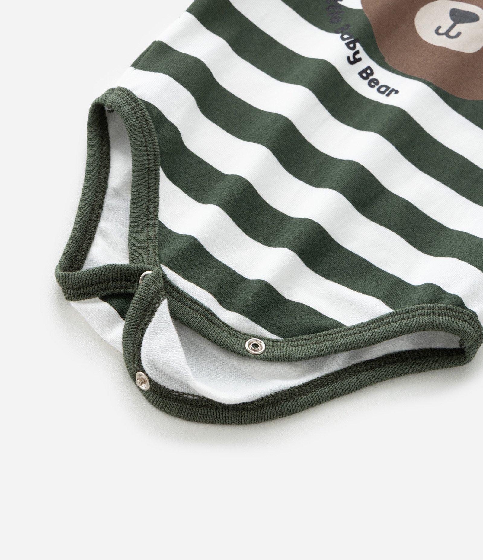 Body Infantil com Estampa Ursinho e Listras - Tam 0 a 18 meses Verde/Branco 6