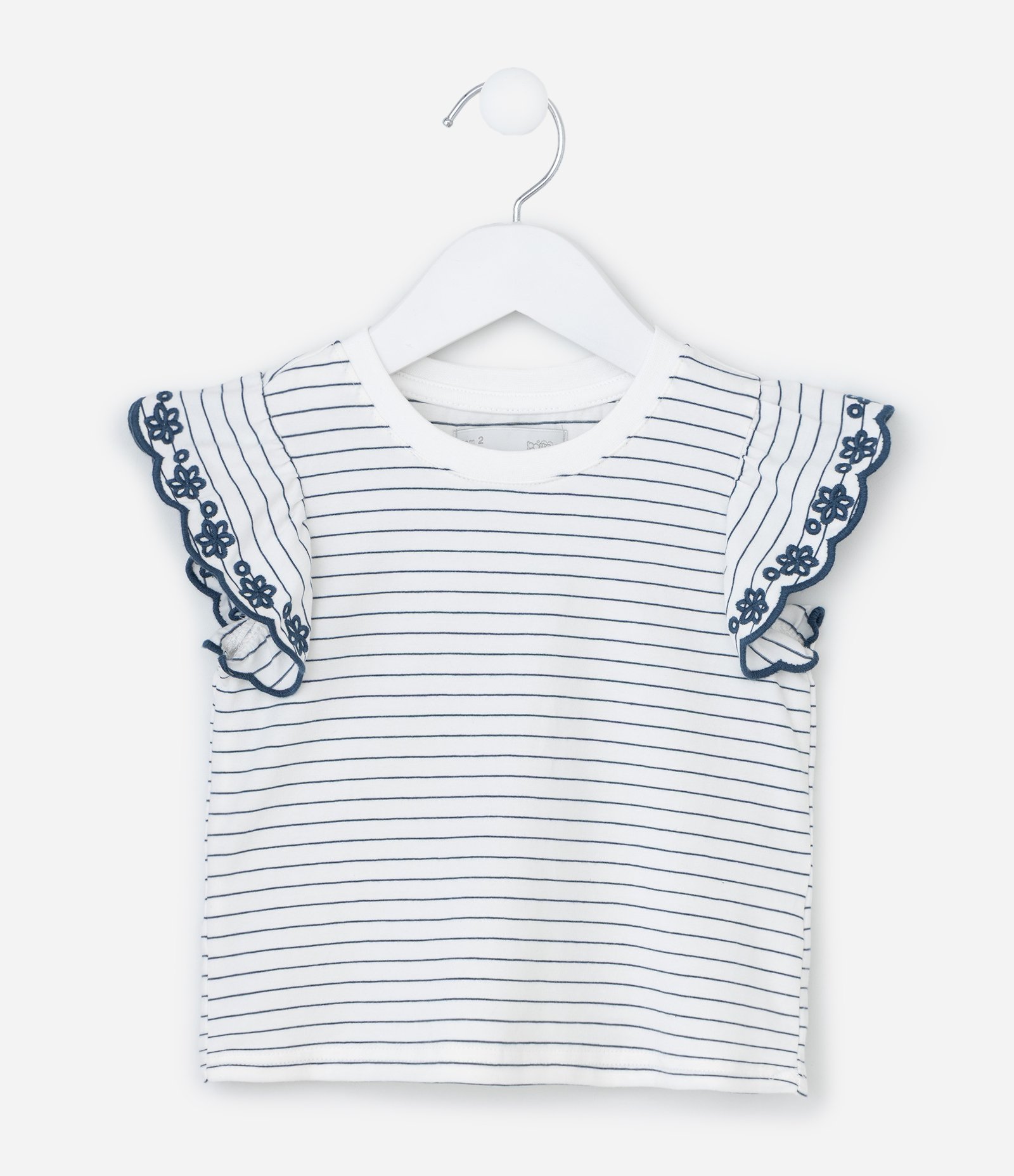 Camiseta Infantil com Bordados e Frufrus - Tam 1 a 6 Anos Branco 1