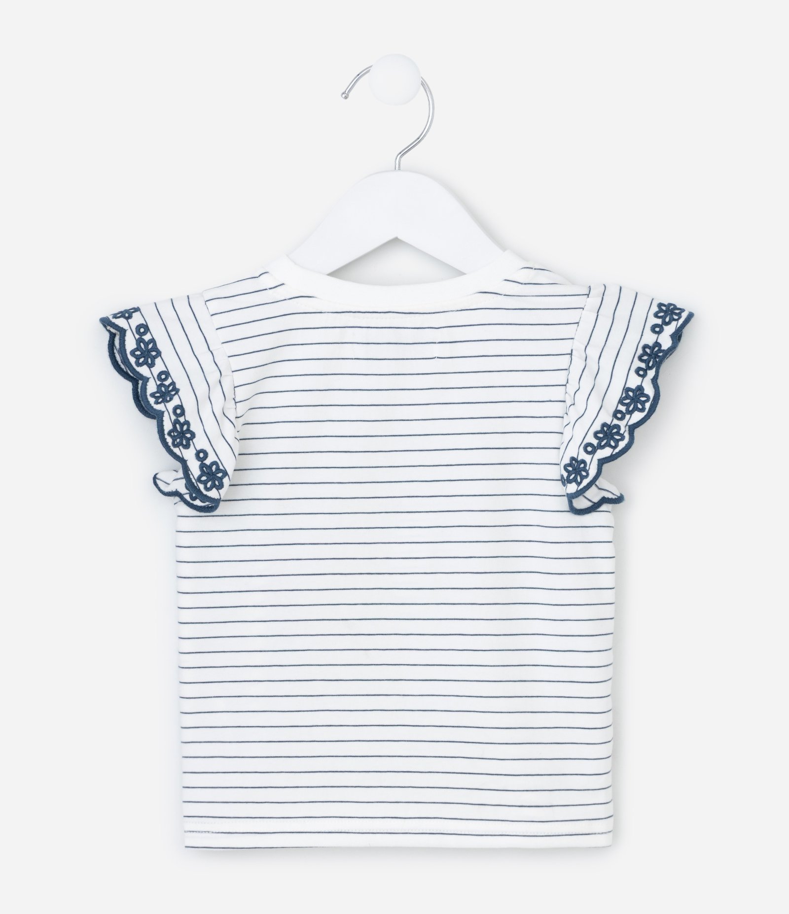 Camiseta Infantil com Bordados e Frufrus - Tam 1 a 6 Anos Branco 2