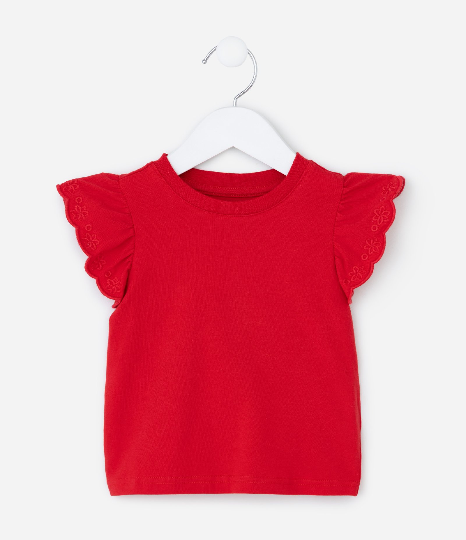 Camiseta Infantil com Babadinho nas Mangas - Tam 1 a 6 Anos Vermelho 1