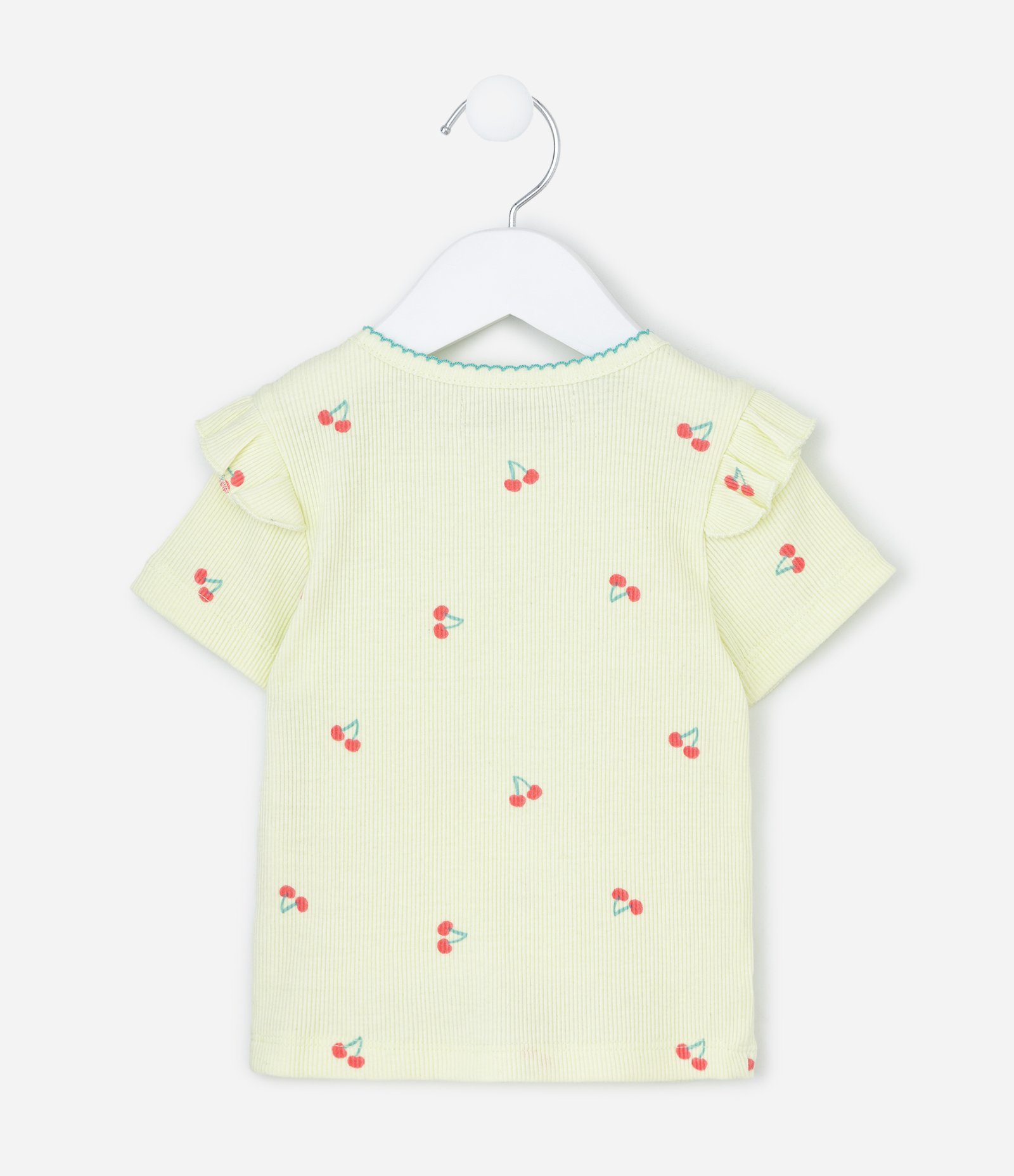 Blusa Infantil em Ribana com Estampa de Cereja - Tam 1 a 6 Anos Verde 2