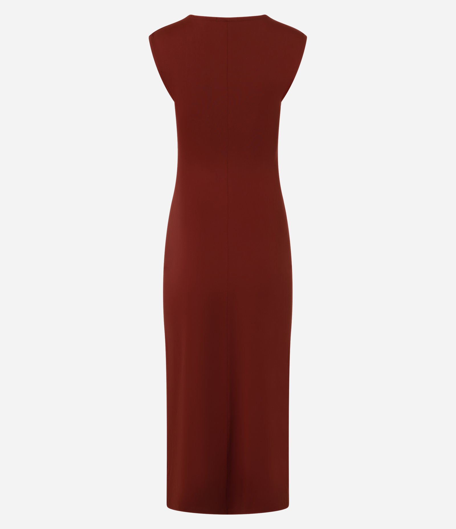 Vestido Reto Midi em Microfibra com Franzidos Vinho 11
