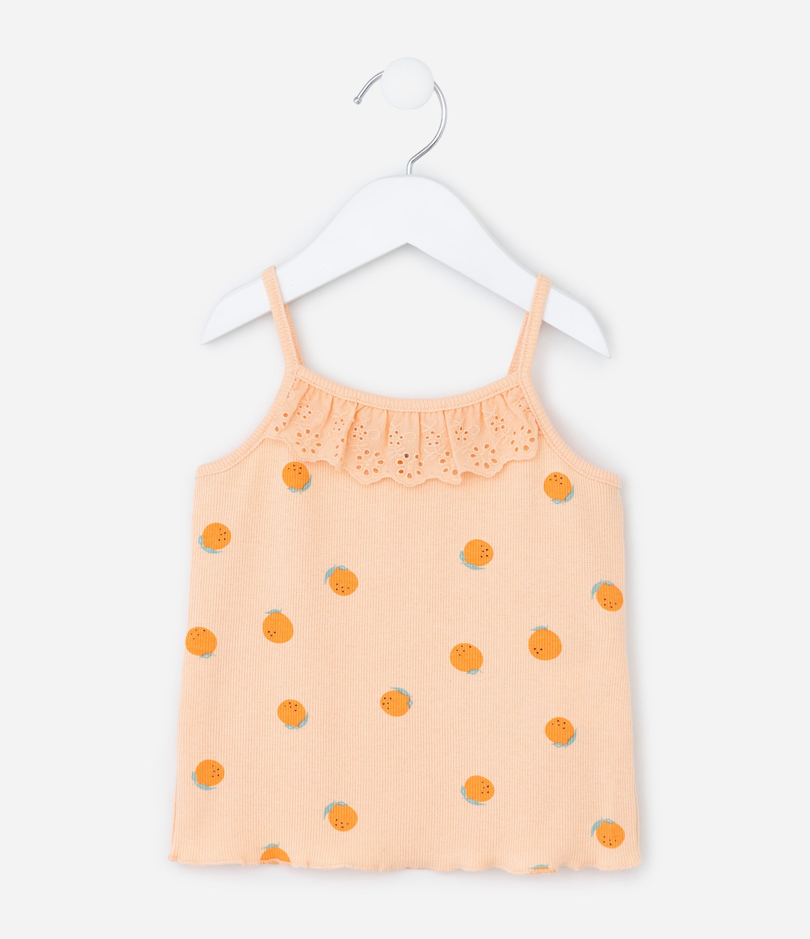 Regata Infantil em Riabana com Estampa de Laranjas - Tam 1 a 6 Anos Laranja 1