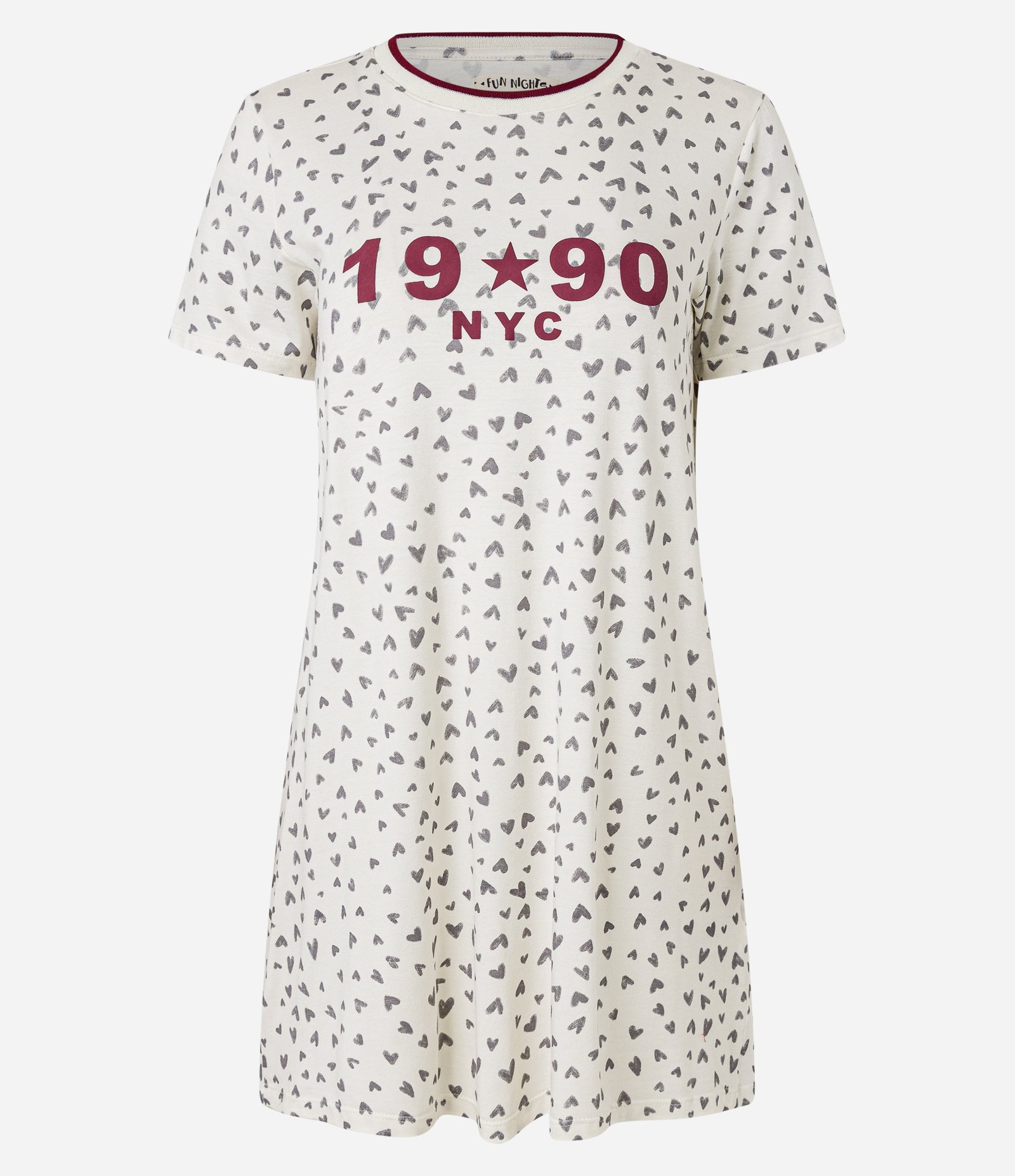 Camisola Curta em Viscose com Estampa de Corações Off White 4