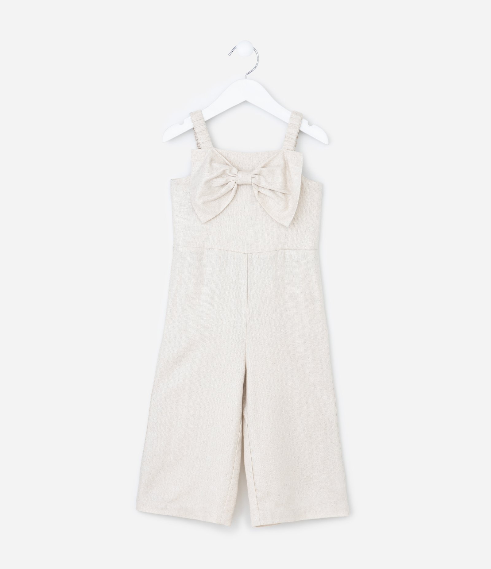 Macacão Infantil em Viscolinho com Laço - Tam 1 a 6 Anos Bege 1