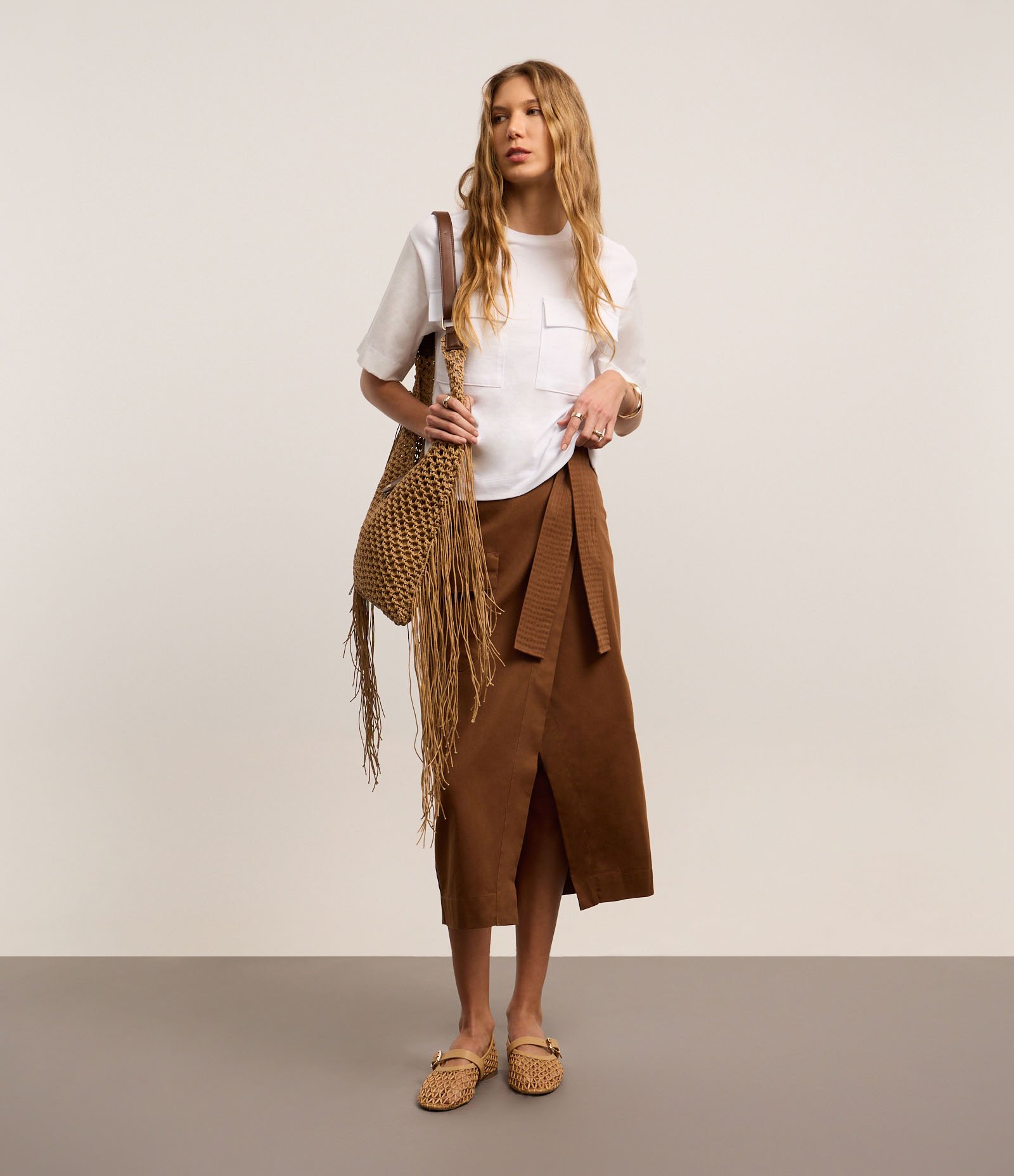 Blusa Boxy em Algodão com Bolsos Cargo Alfaiatados Branco Neve 2