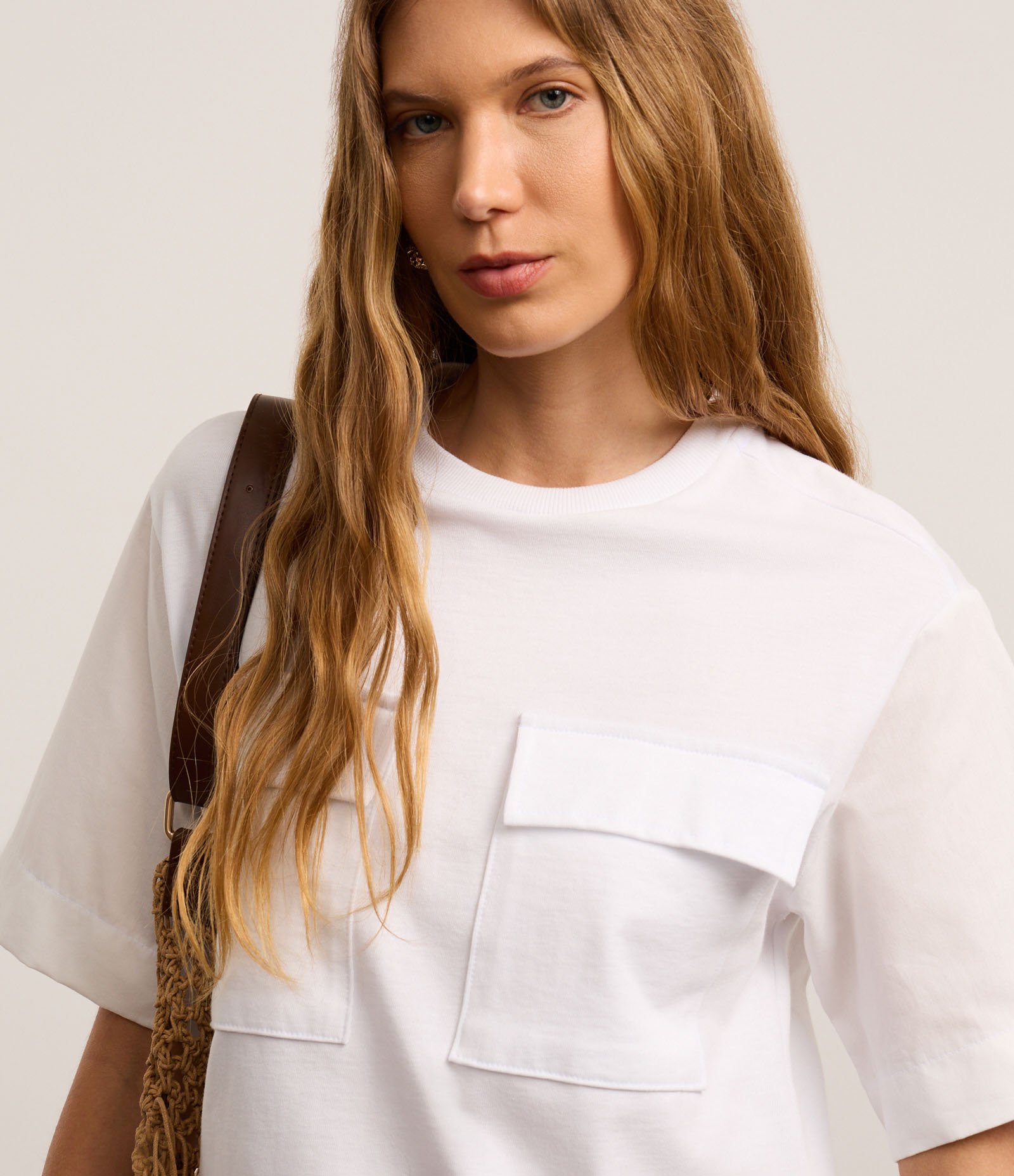 Blusa Boxy em Algodão com Bolsos Cargo Alfaiatados Branco Neve 3